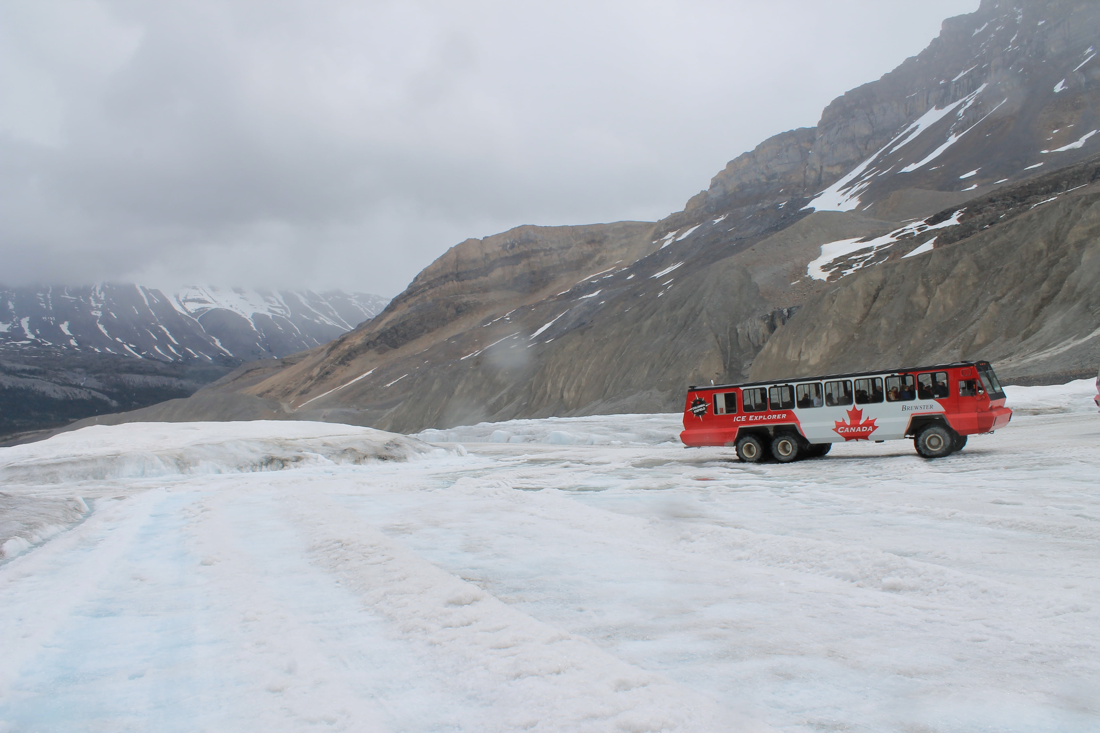 mode of transportation, red, travel, cold temperature, cloud - sky, motor vehicle, frozen, sky, environment, glacier, cloudy, landscape, weather, snow, HD Wallpaper
