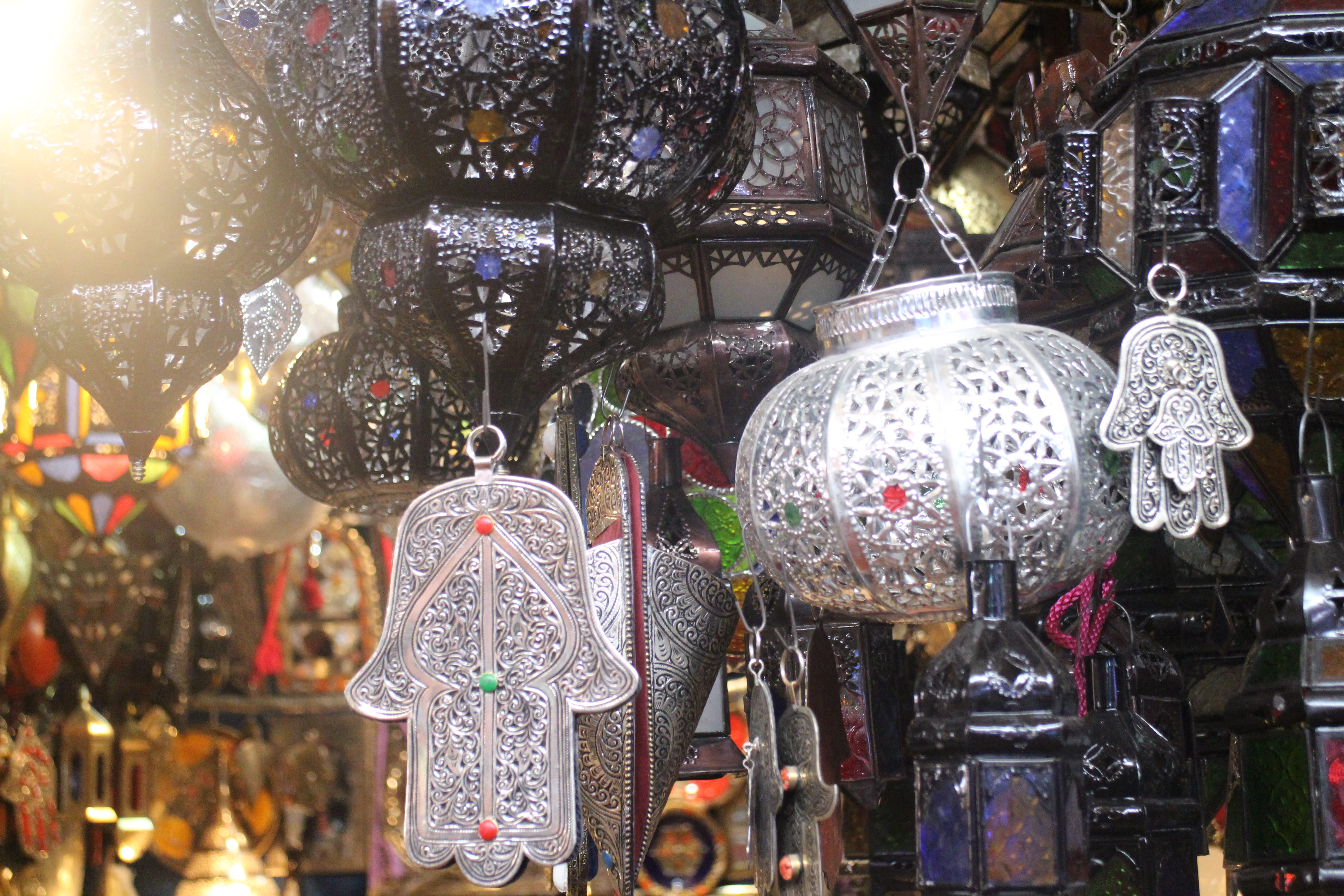 illuminated, consumerism, lighting equipment, no people, sale, hamsa, art and craft, souk, retail display, variation, retail, 5K, decoration, light, for sale, HD Wallpaper