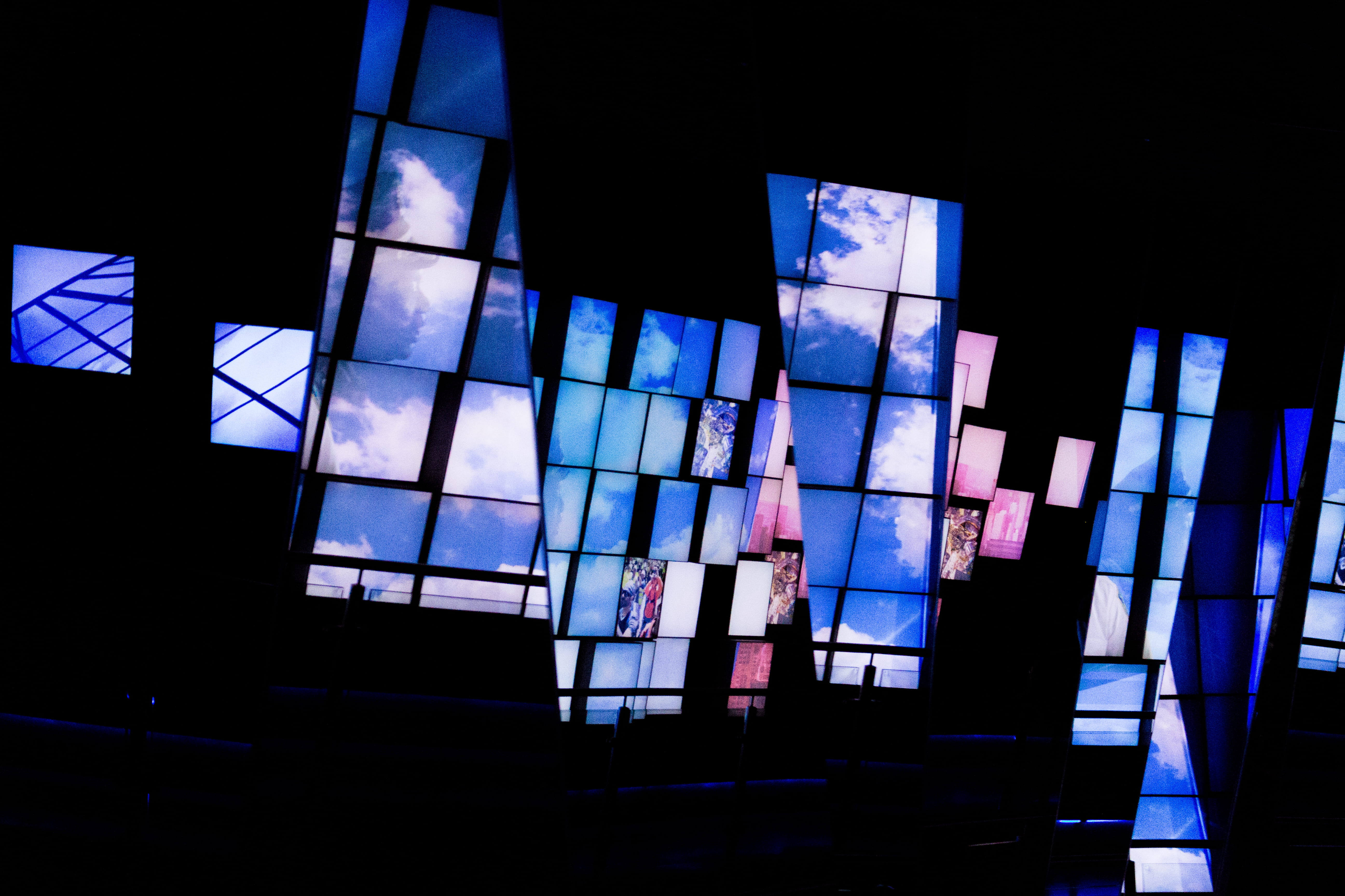 modern, nature, abstract, silhouette, glass, media, window, new york, domestic room, day, glass - material, new york city, one world, stained glass, 5K, HD Wallpaper