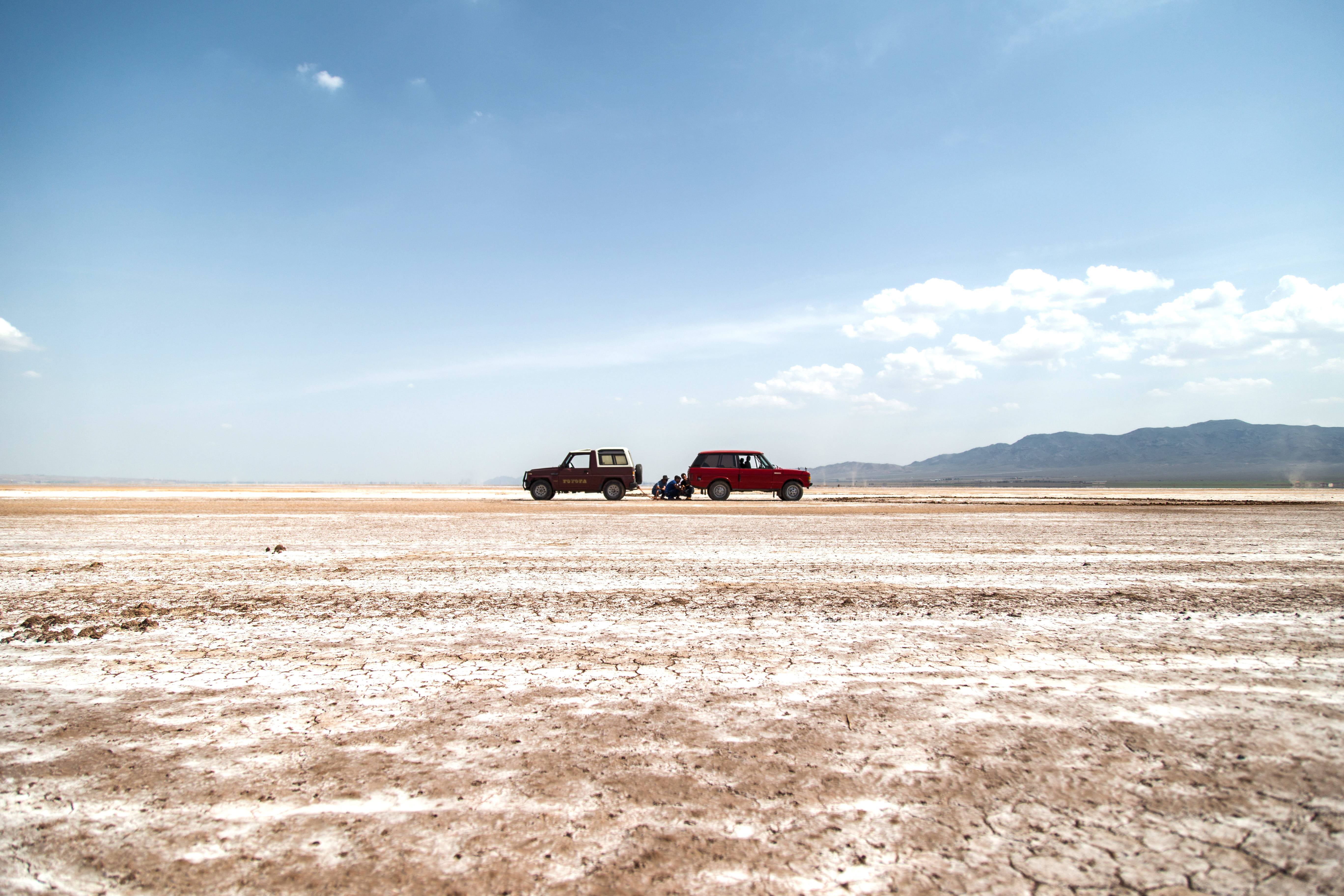 cloud - sky, travel, arid climate, nature, motor vehicle, transportation, field, landscape, day, car, alborz province, environment, desert, road trip, beauty in nature, HD Wallpaper