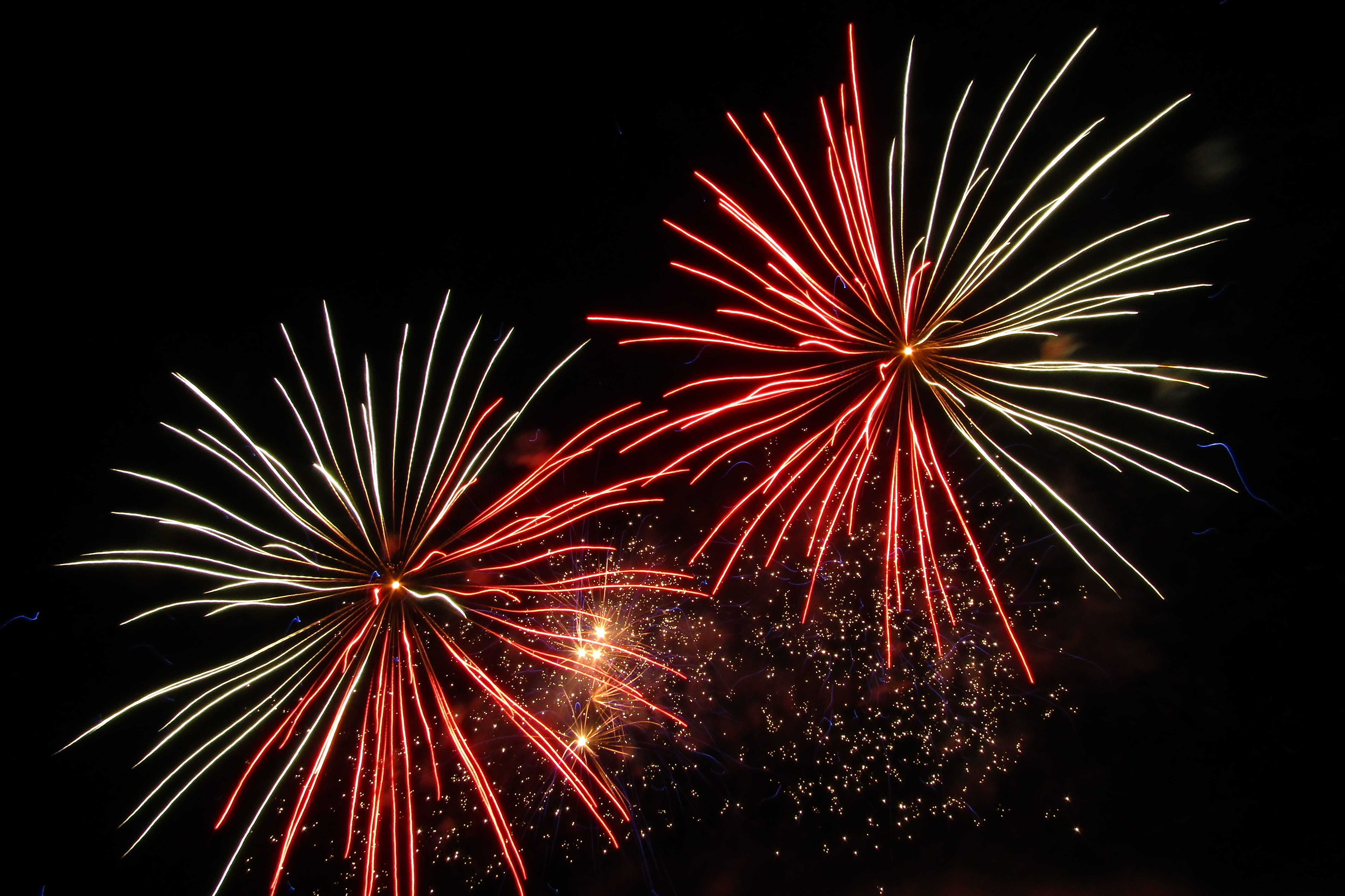 event, firework - man made object, motion, celebration, firework display, no people, blurred motion, low angle view, long exposure, nature, red, night, HD Wallpaper