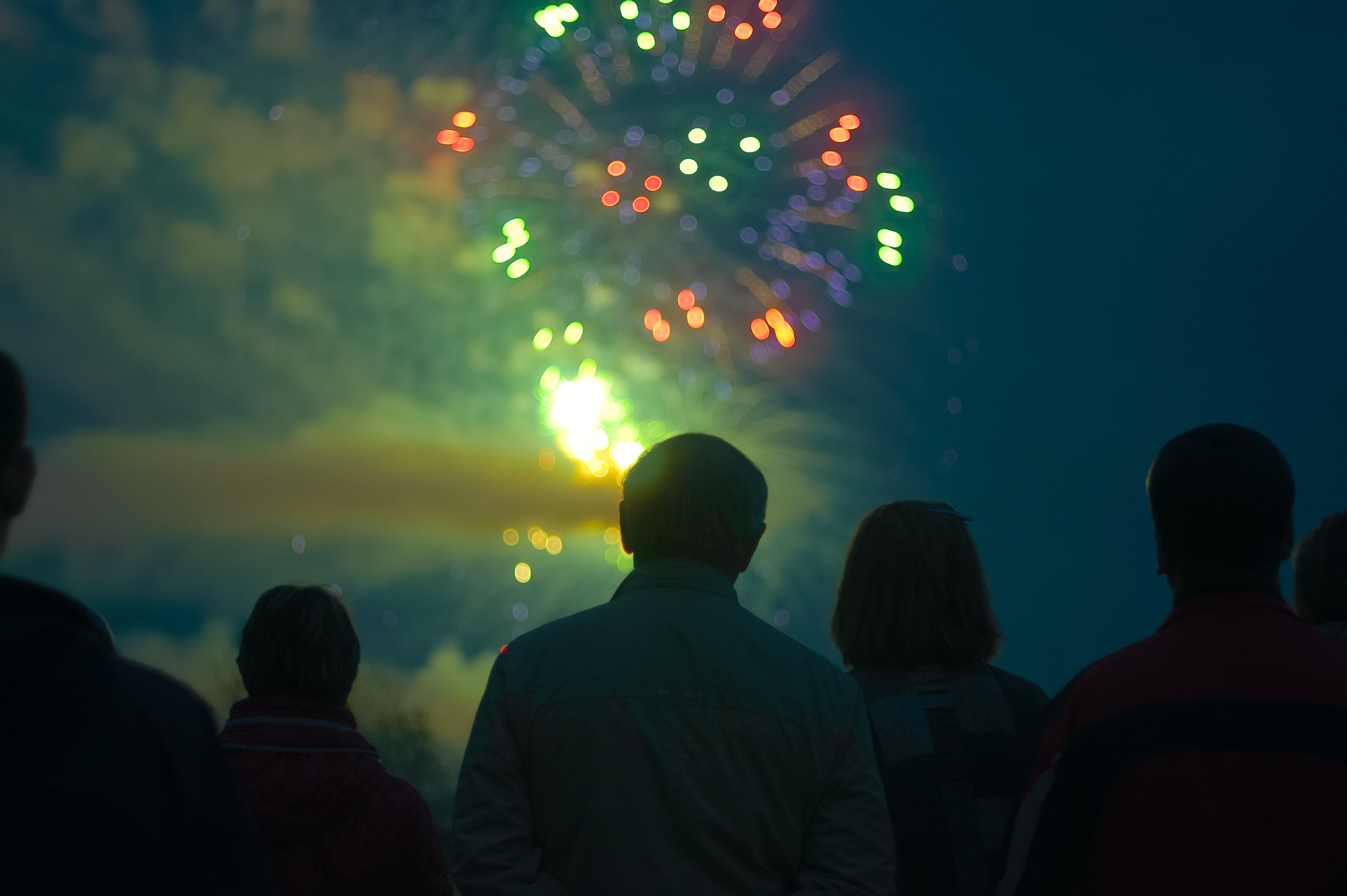real people, people, new year, watching, low, rocket, sparks, men, standing, silhouette, people watching, symbol, event, rear view, indoors, sky, celebration, HD Wallpaper