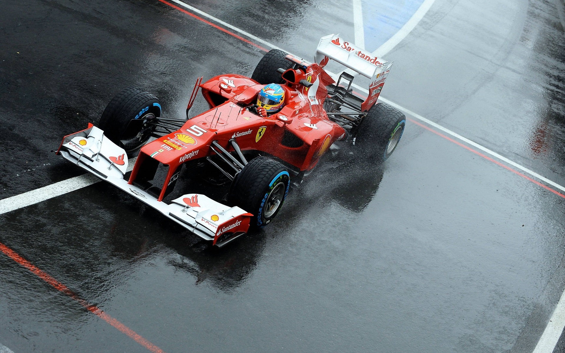 water drops, mode of transportation, sports race, motor vehicle, competitive sport, people, land vehicle, Fernando Alonso, motion, speed, wet, 1080P, car, HD Wallpaper