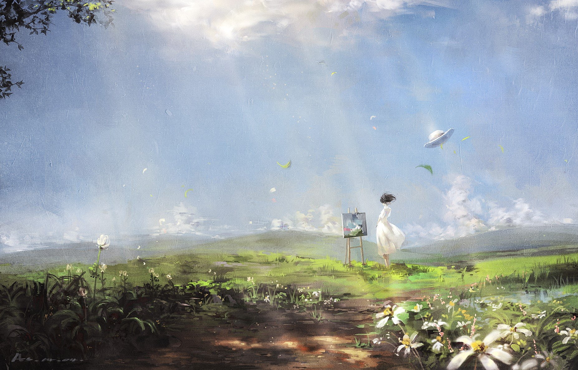 painting, sunlight, flowers, Studio Ghibli, The Wind Rises, artwork, 720P, anime, HD Wallpaper
