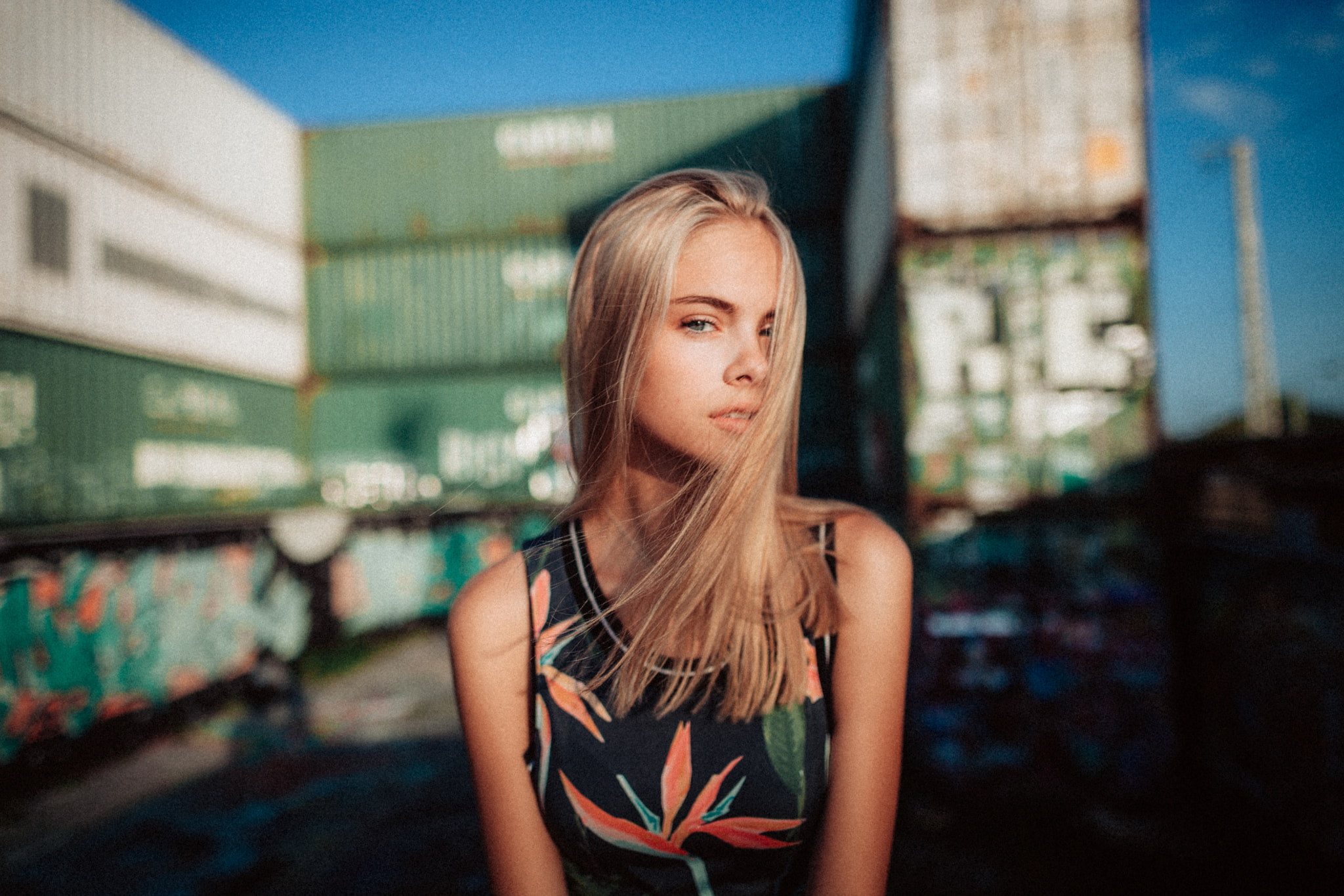 face, tanned, women outdoors, Tony Andreas Rudolph, Selina Kuschel, women, depth of field, 1080P, blonde, portrait, HD Wallpaper