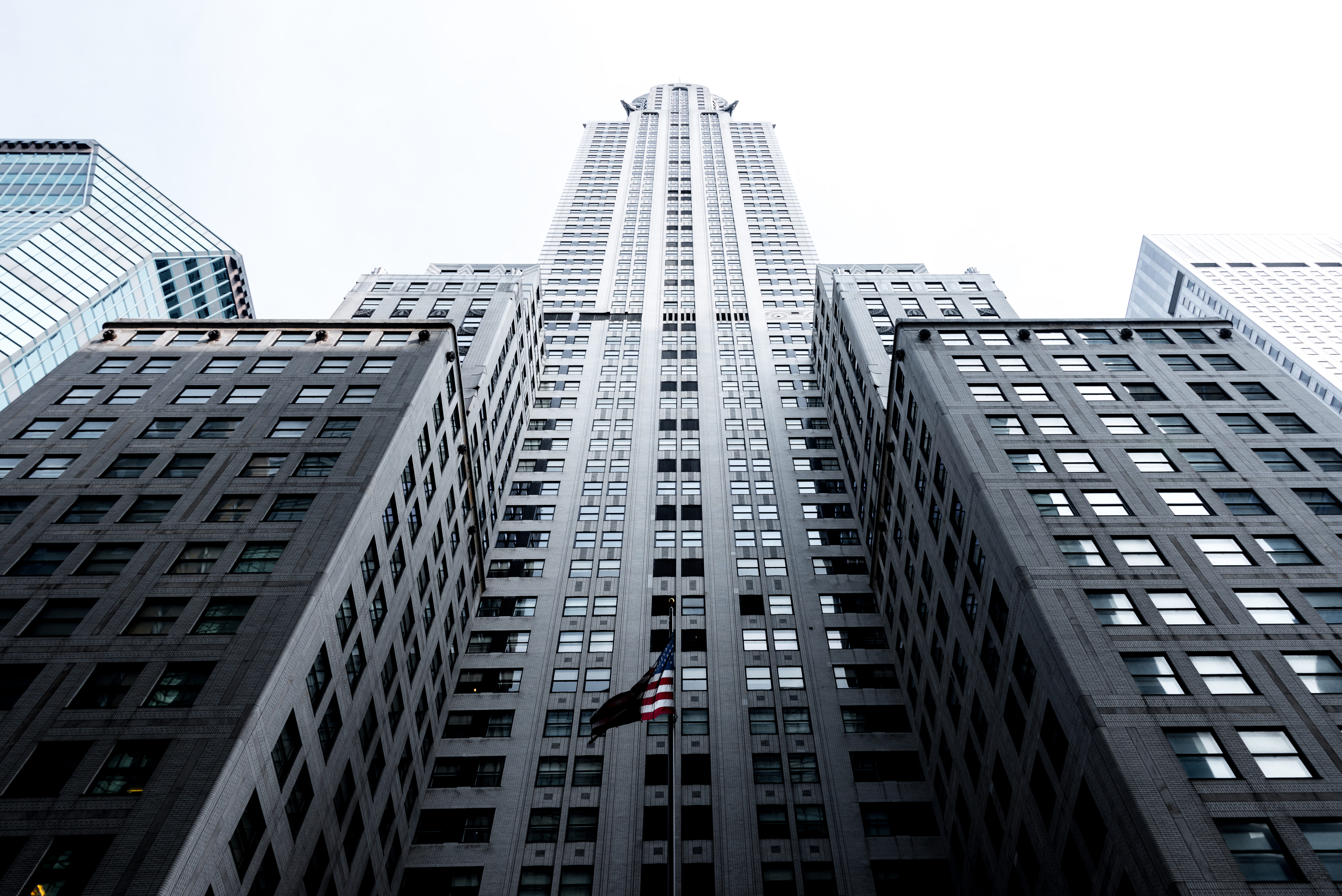 business, city, view, NYC, glass - Material, photography, angle, cityscape, flag, tall - High, architecture And Buildings, built Structure, city Life, concrete, HD Wallpaper
