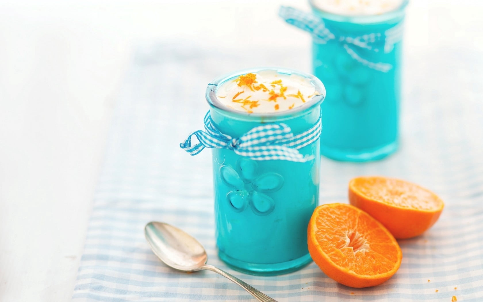 red, food, orange - Fruit, container, yellow, spoons, backgrounds, citrus Fruit, citrus, 720P, sweet Food, silver, teal, juice, summer, two, jar, cup, HD Wallpaper