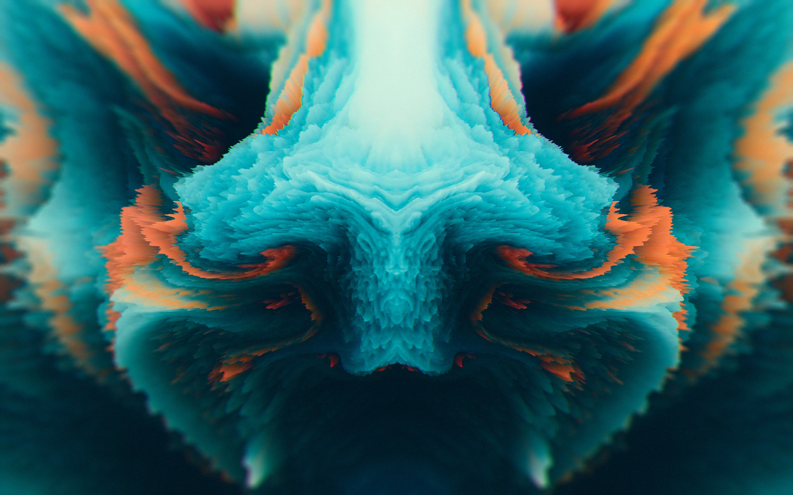 HD, painting, orange, abstract, Symmetry, black, 2K, teal, HD Wallpaper