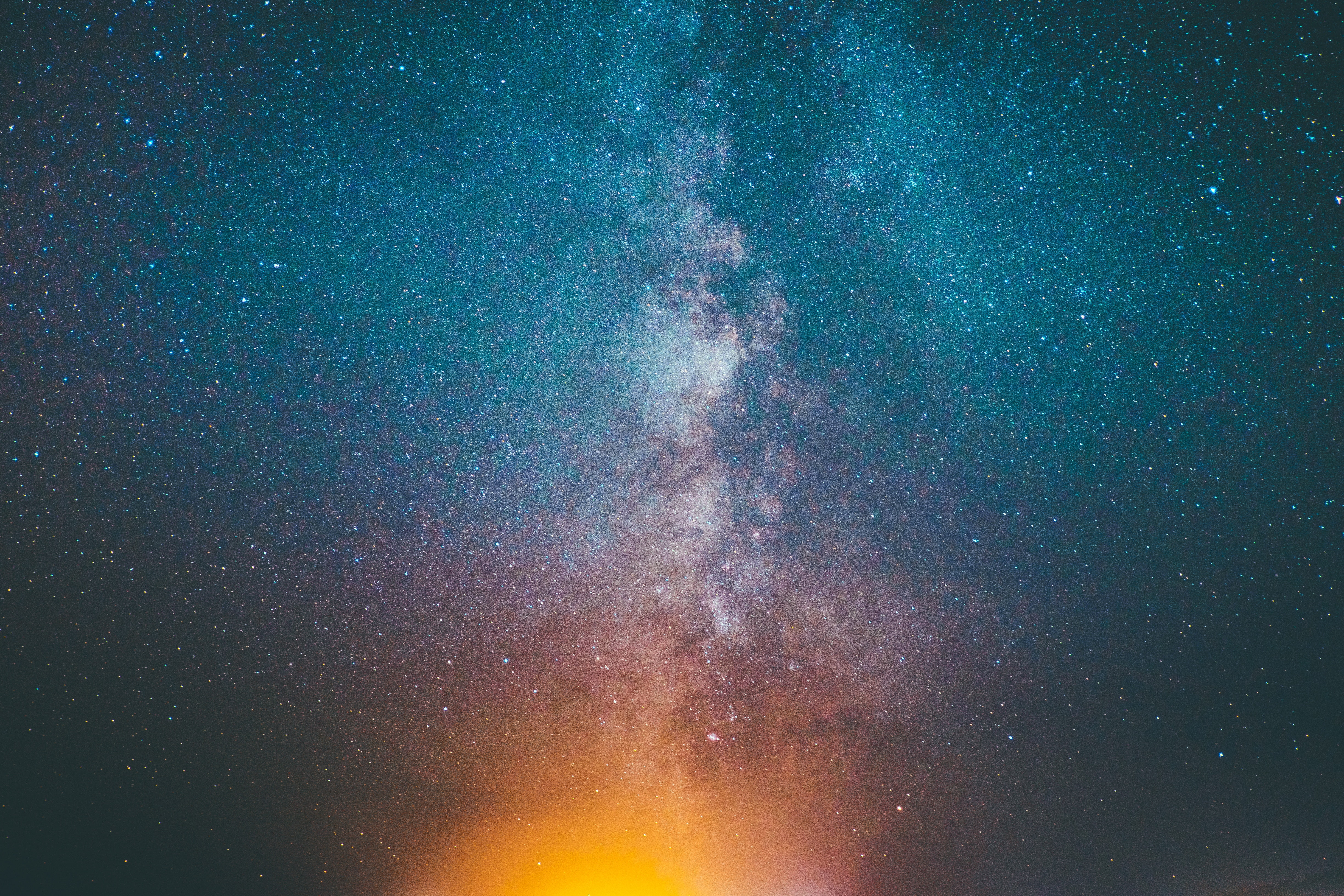 4K, Milky way, blue, 4K, space, nebula, teal, orange, Stars, HD Wallpaper