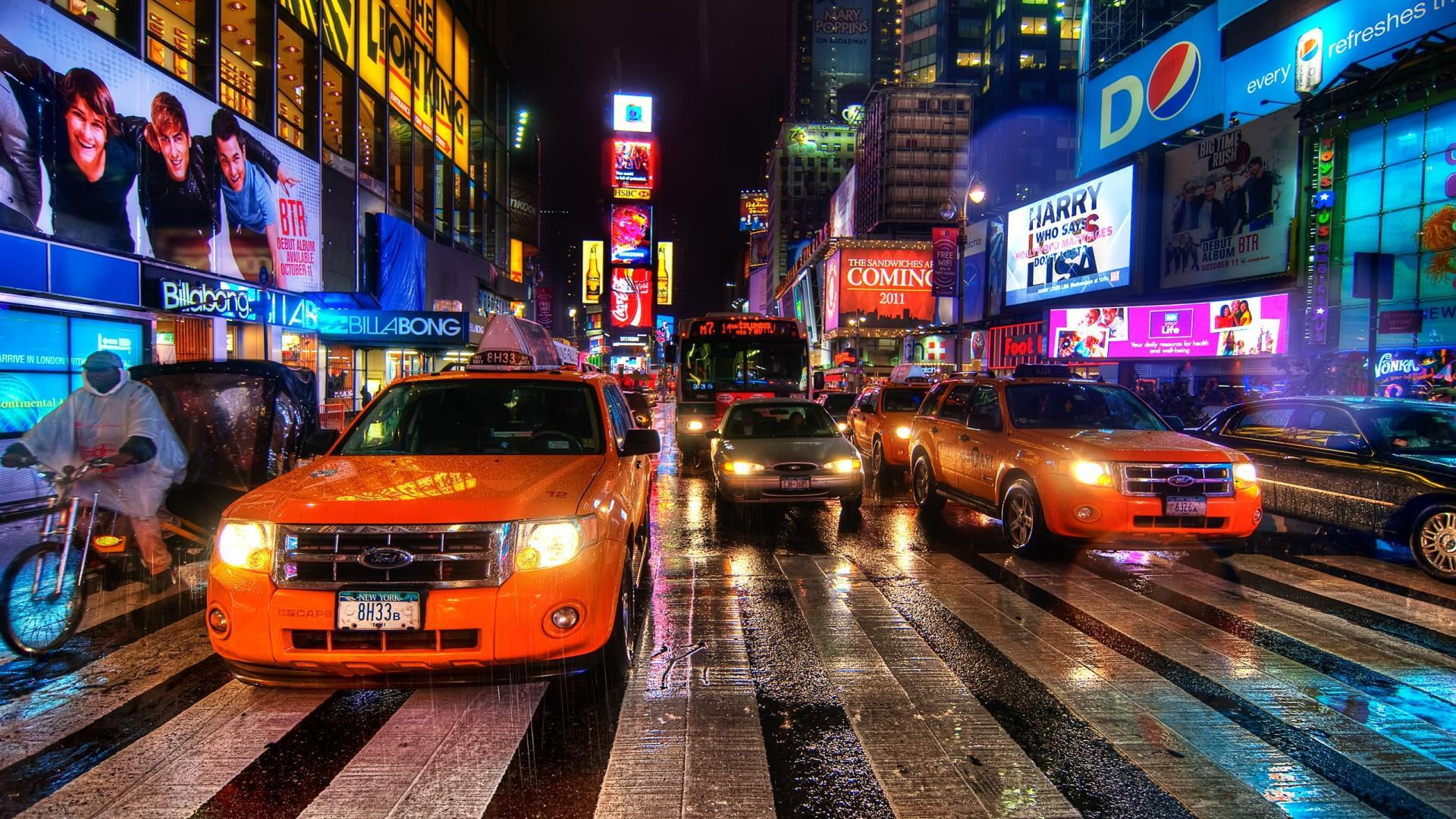 cars, nyc, 1080P, rain, street, nature and landscapes, city, HD Wallpaper