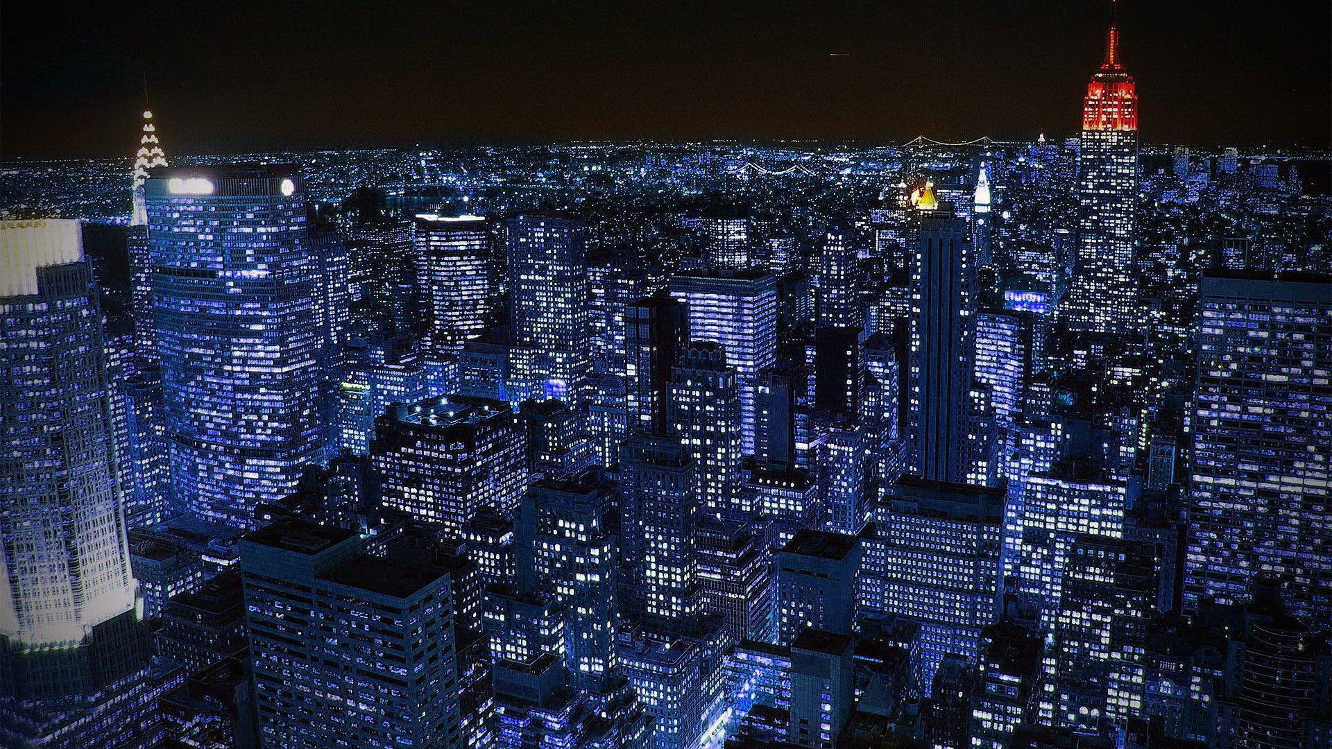nature and landscapes, skyscrapers, city, lights, 1080P, nyc, night, stunning, HD Wallpaper