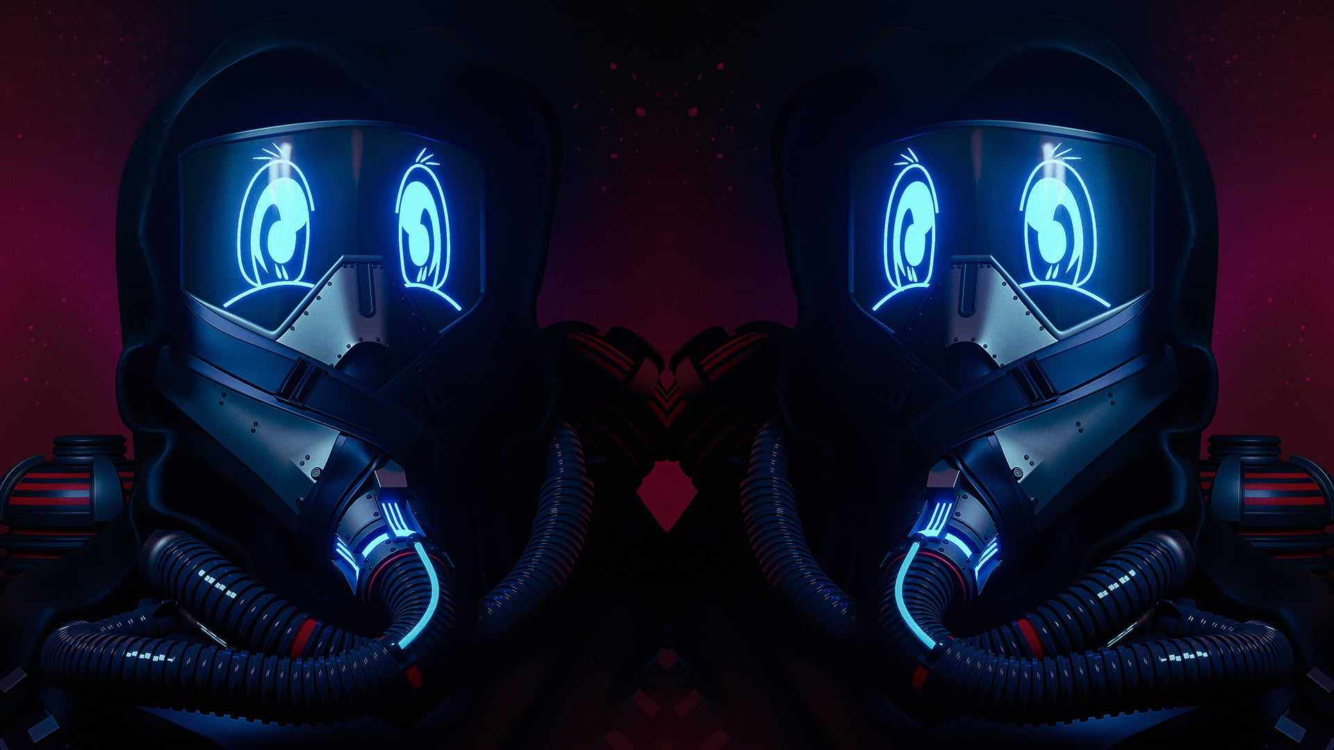 pink, blue, AronyMusic, digital art, punk, Cyberpunk 2077, cyberpunk, 1080P, cyber, red, HD Wallpaper