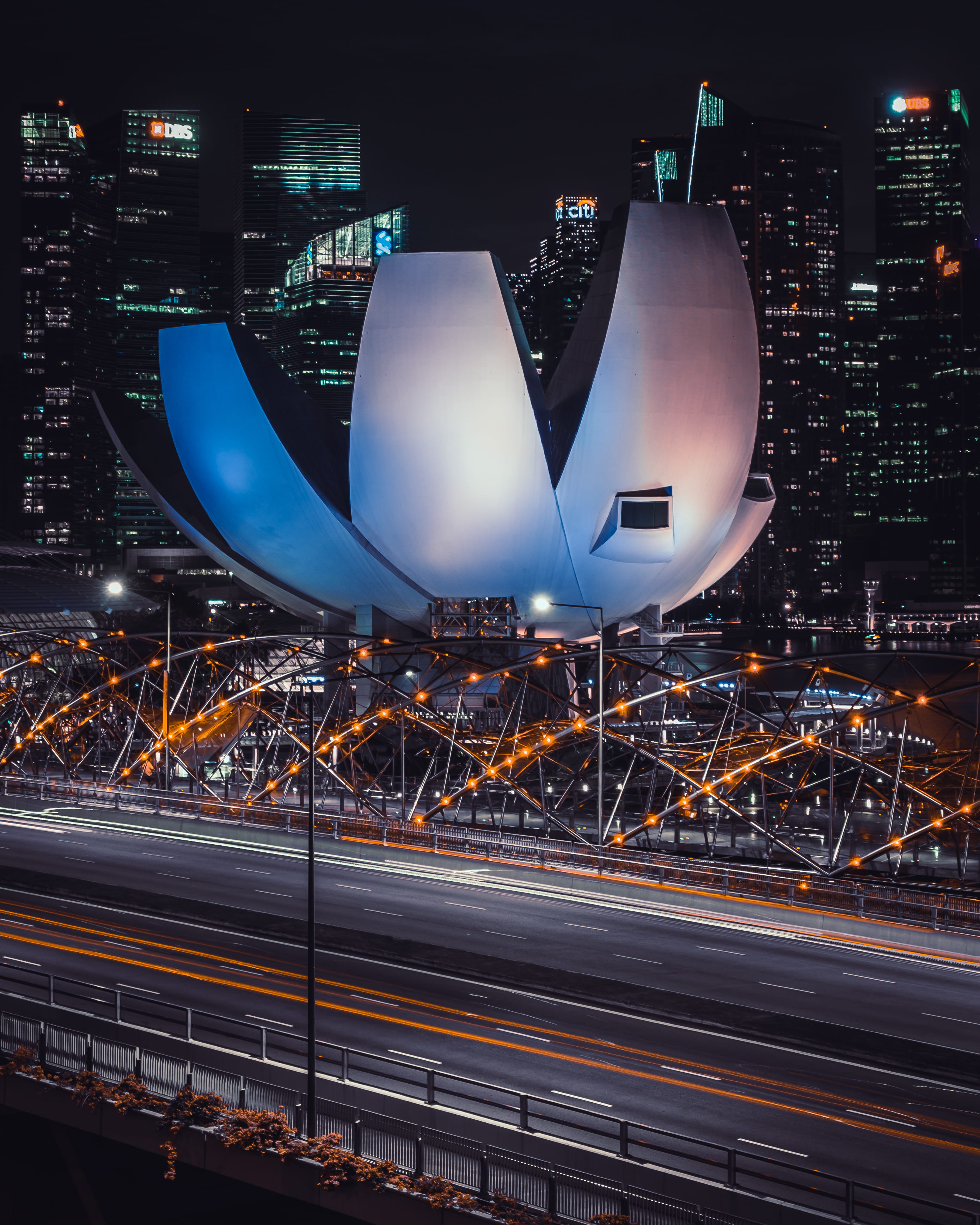 no people, city life, white, transportation, blurred motion, city, gray, illuminated, rise, light trail, city at night, near, 2K, singapore, motion, outdoors, Phone HD Wallpaper
