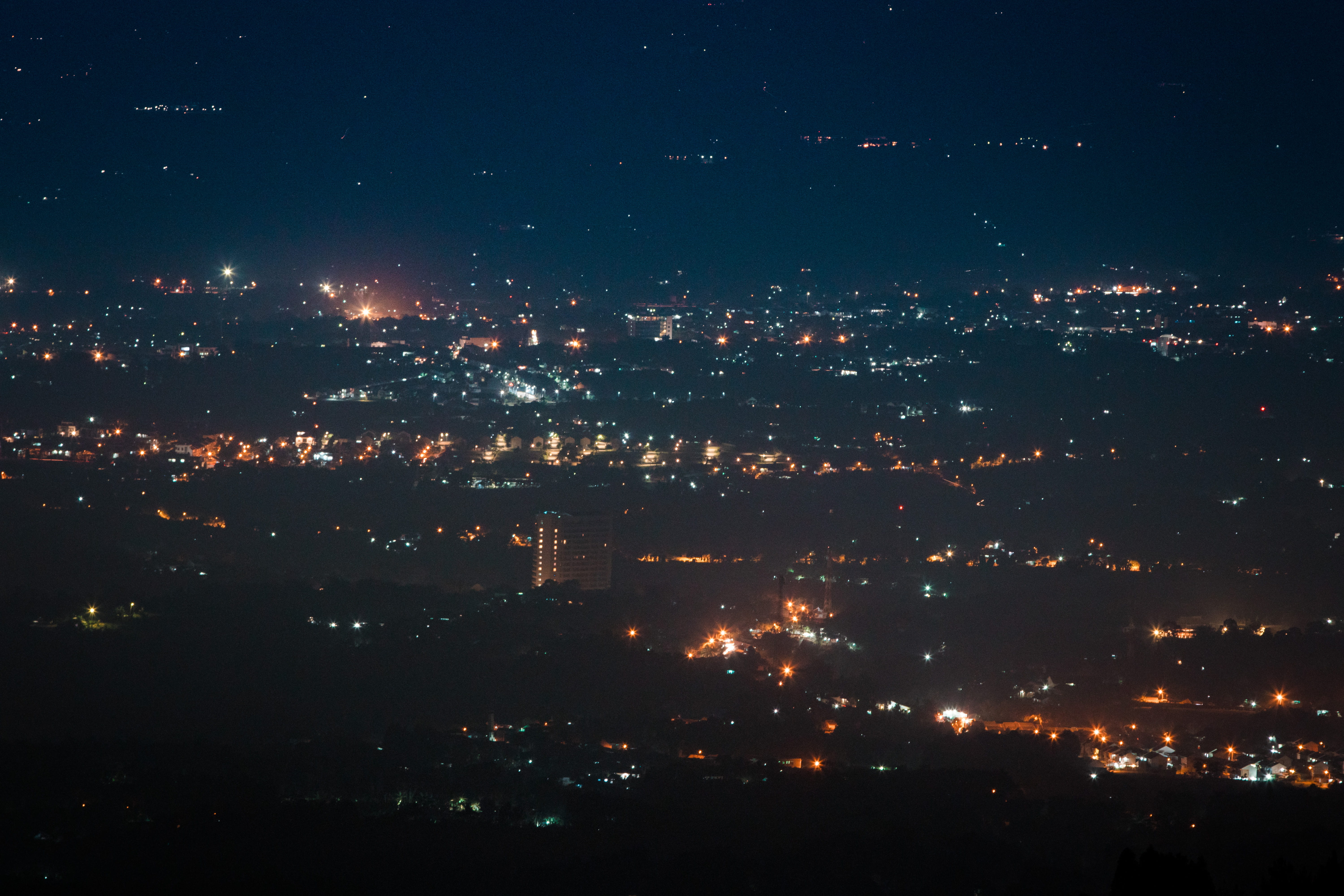 building, scenery, scenics - nature, landscape, nightscapes, illuminated, city scape, aerial view, sky, skyscraper, architecture, nightscape, town, city life, HD Wallpaper
