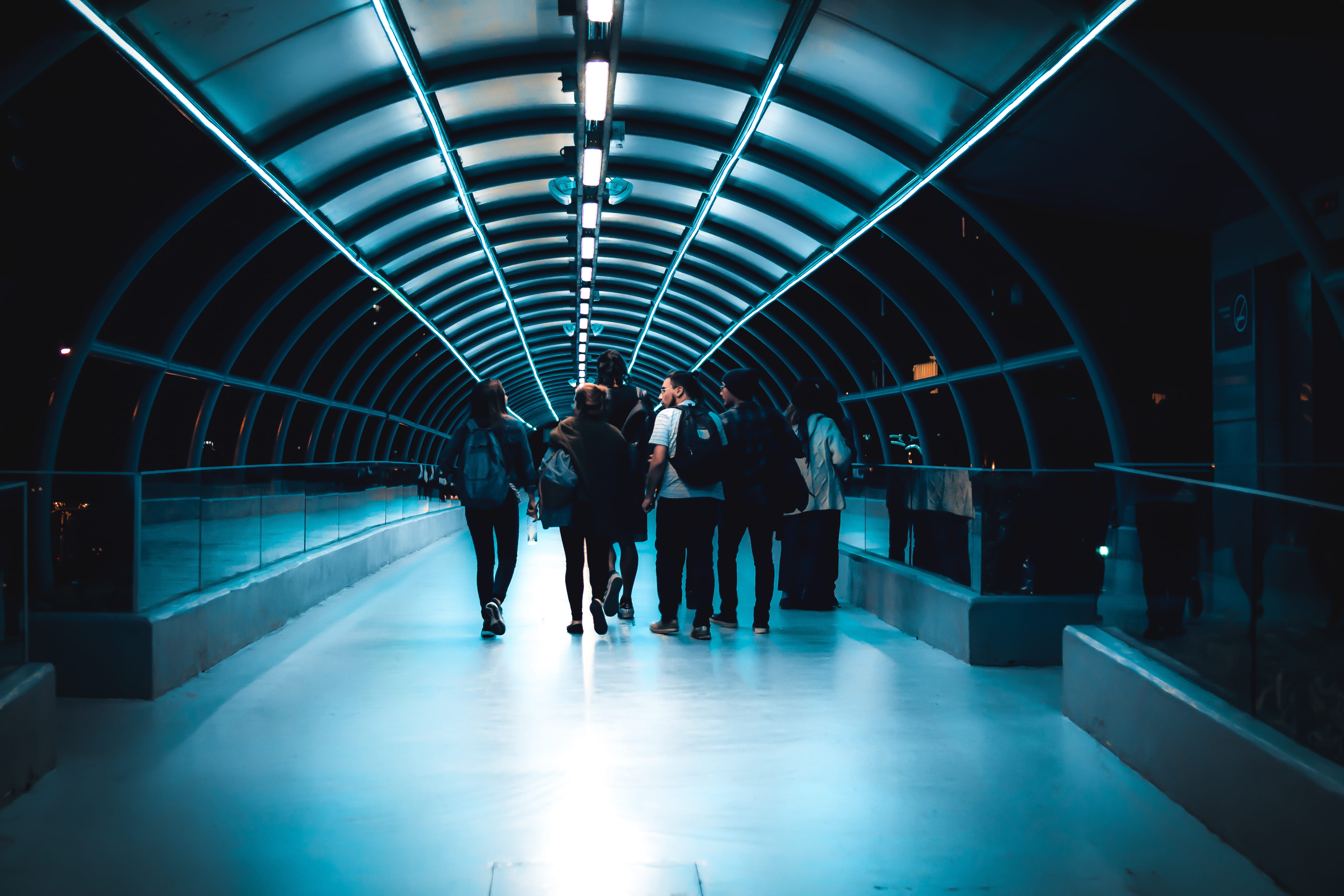 ceiling, led, modern, indoors, futuristic, city, light, women, city scape, men, lifestyles, the way forward, built structure, beautiful, santiago, photography, HD Wallpaper