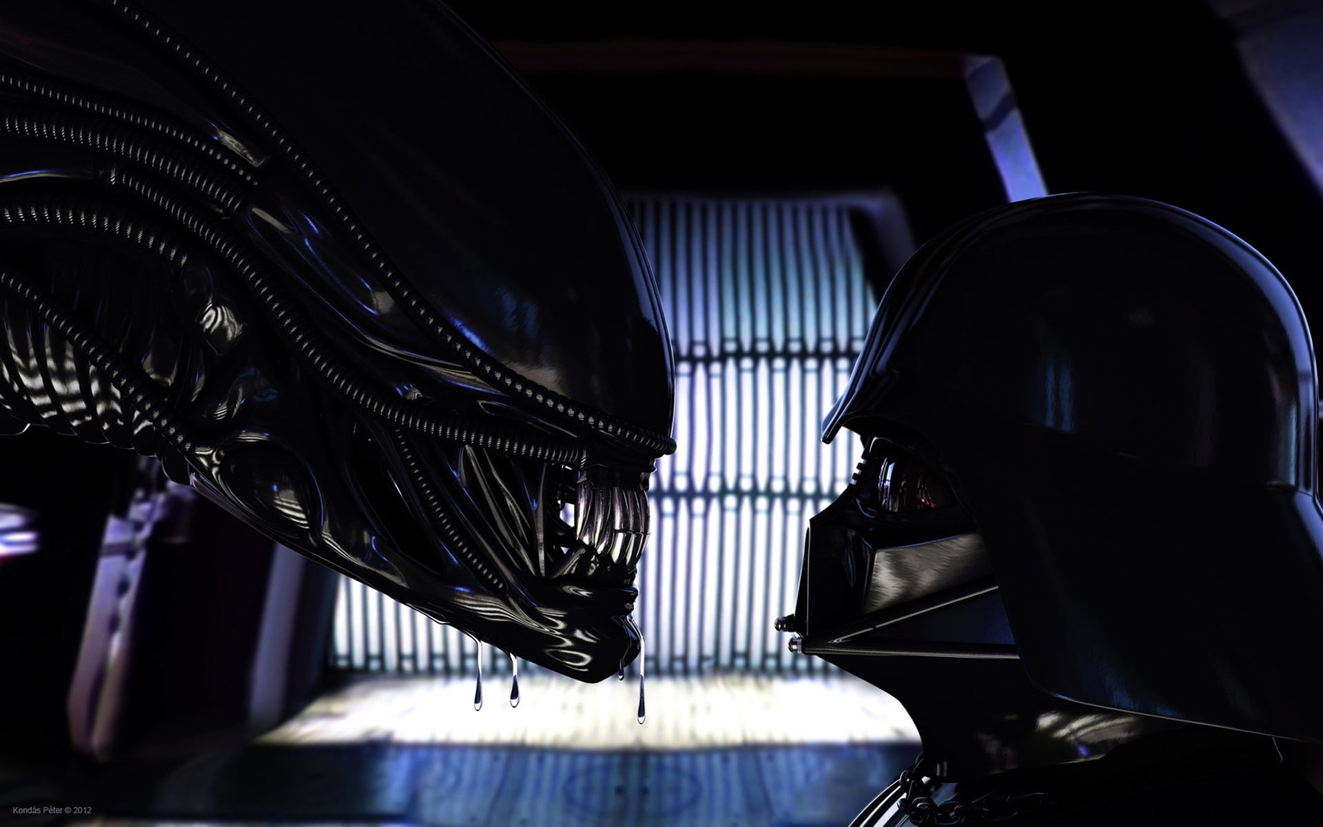 scarry, black, art, vader, 1080P, alien, darth, computer, vs, HD Wallpaper