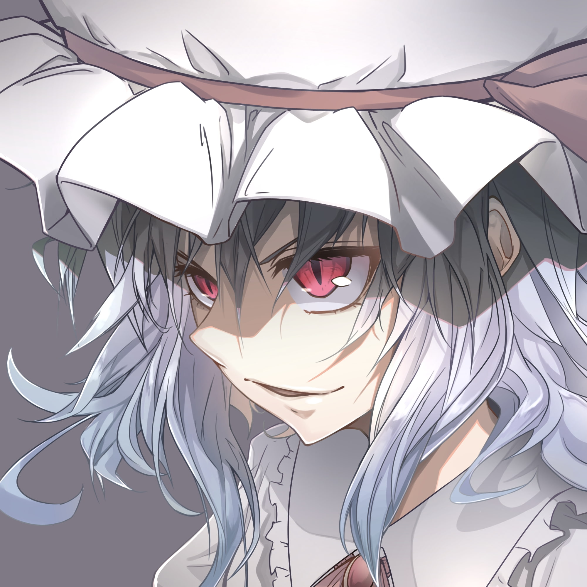 one person, lifestyles, red eyes, front view, art and craft, hat, adult, 1080P, young adult, pattern, remilia scarlet, portrait, touhou, scarry, sunlight, Phone HD Wallpaper