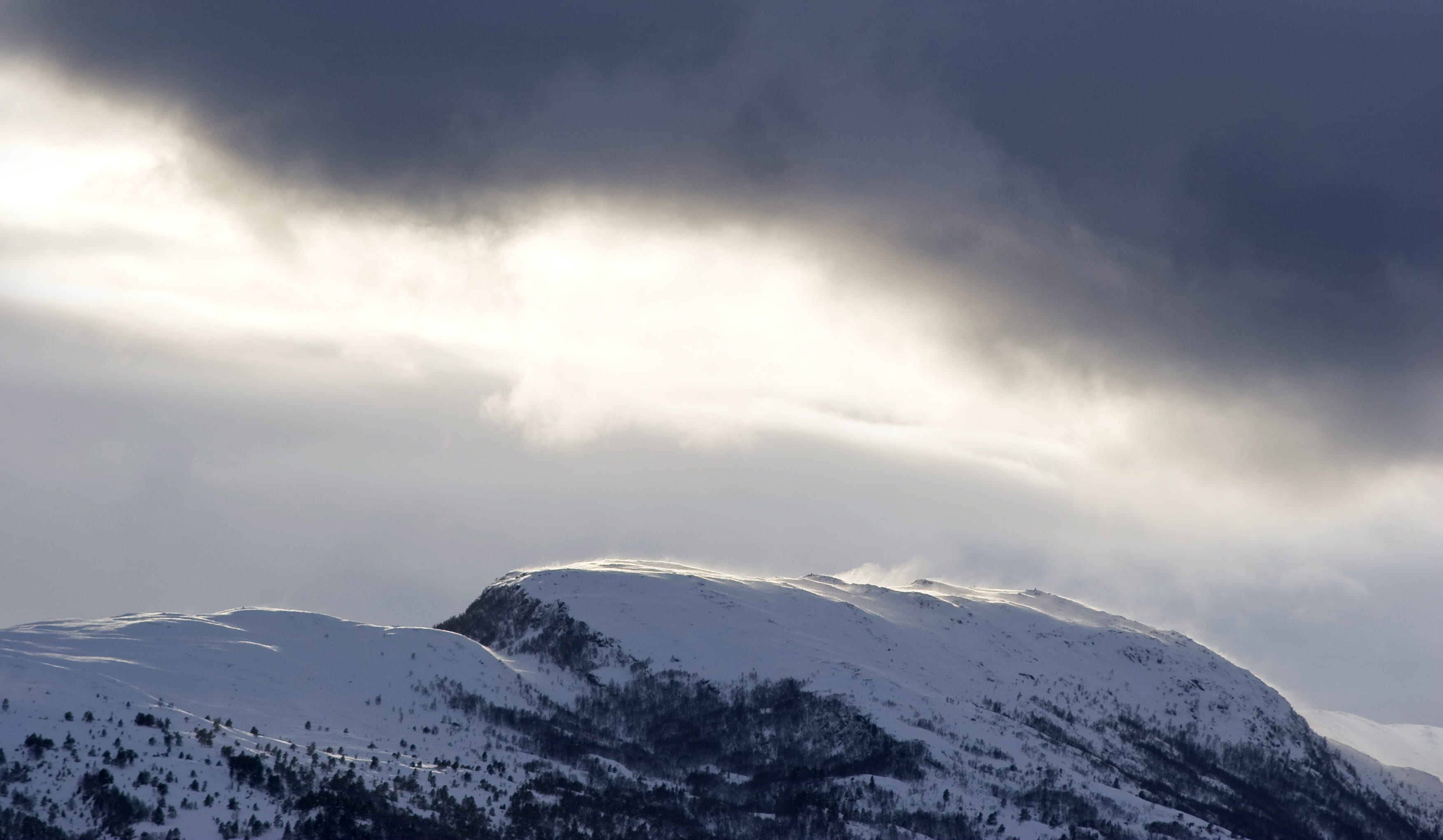 norway, landscape, day, sky, tranquil scene, nature, clouds, dark, no people, snowcapped mountain, non-urban scene, winter, mountain peak, scenics - nature, HD Wallpaper
