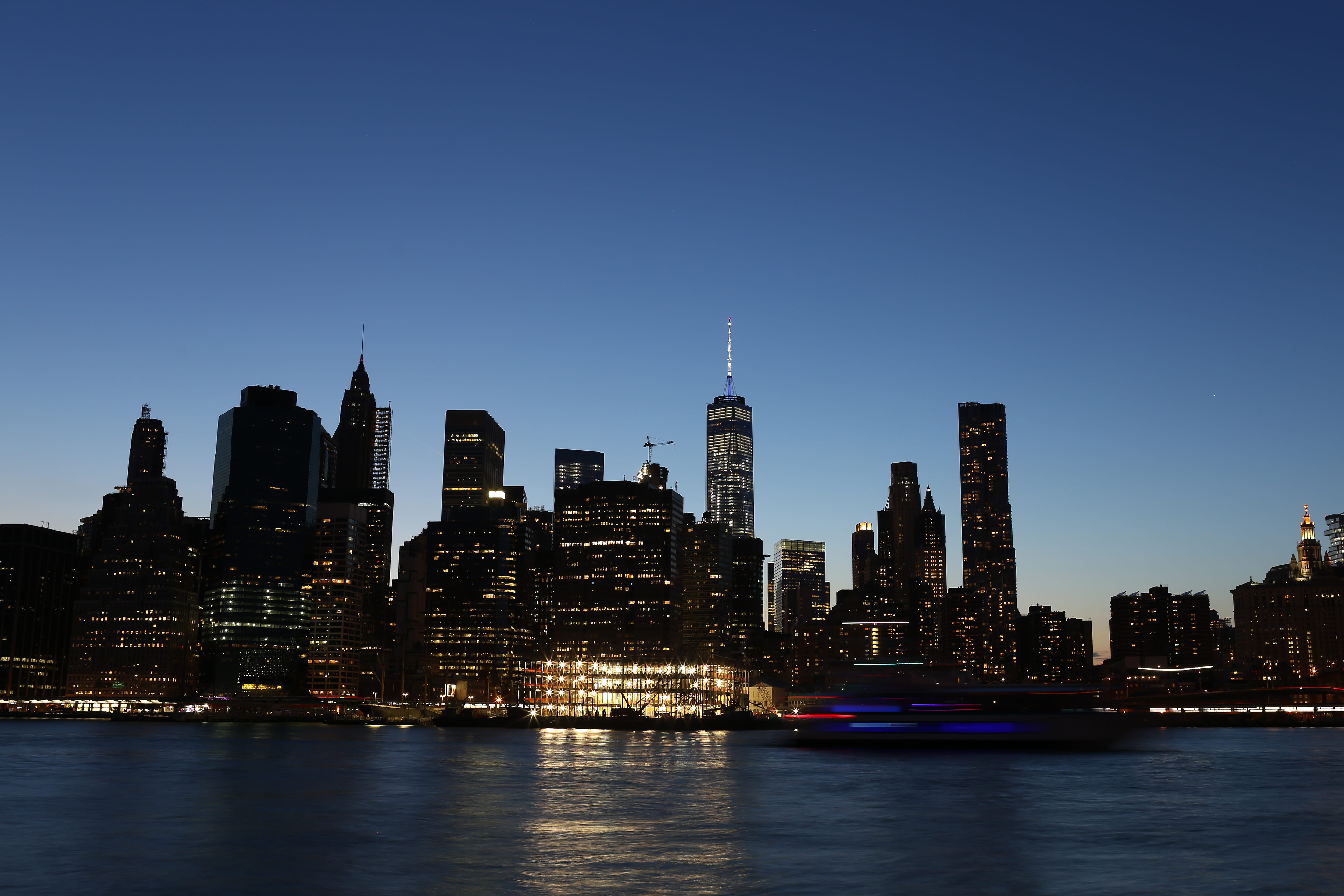 no people, outdoors, financial district, tower, built structure, new york, united states, office building exterior, water, urban skyline, city, skyscraper, HD Wallpaper