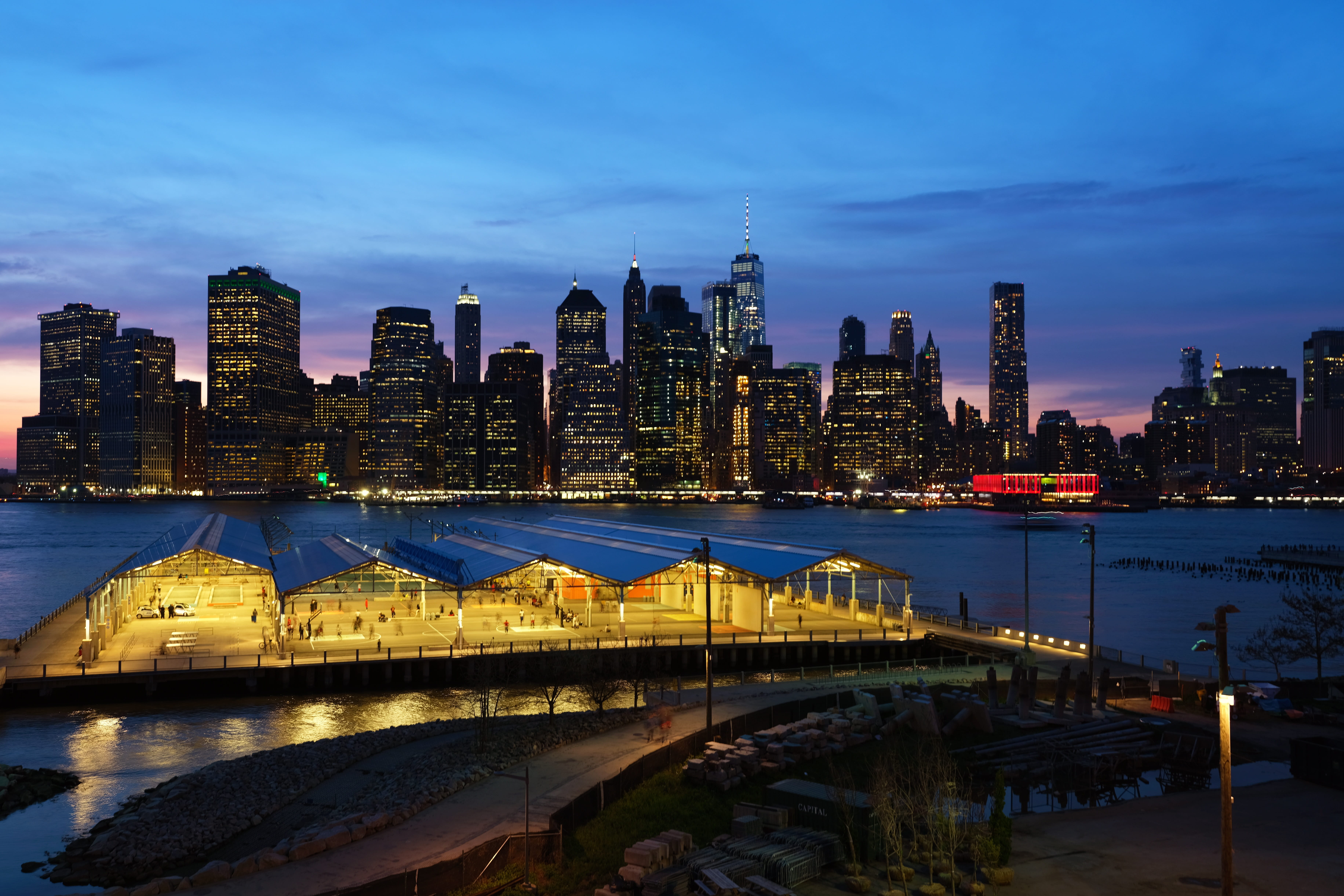 building, cityscape, modern, office building exterior, tall - high, skyscraper, financial district, outdoors, new york, architecture, 5K, no people, dusk, HD Wallpaper