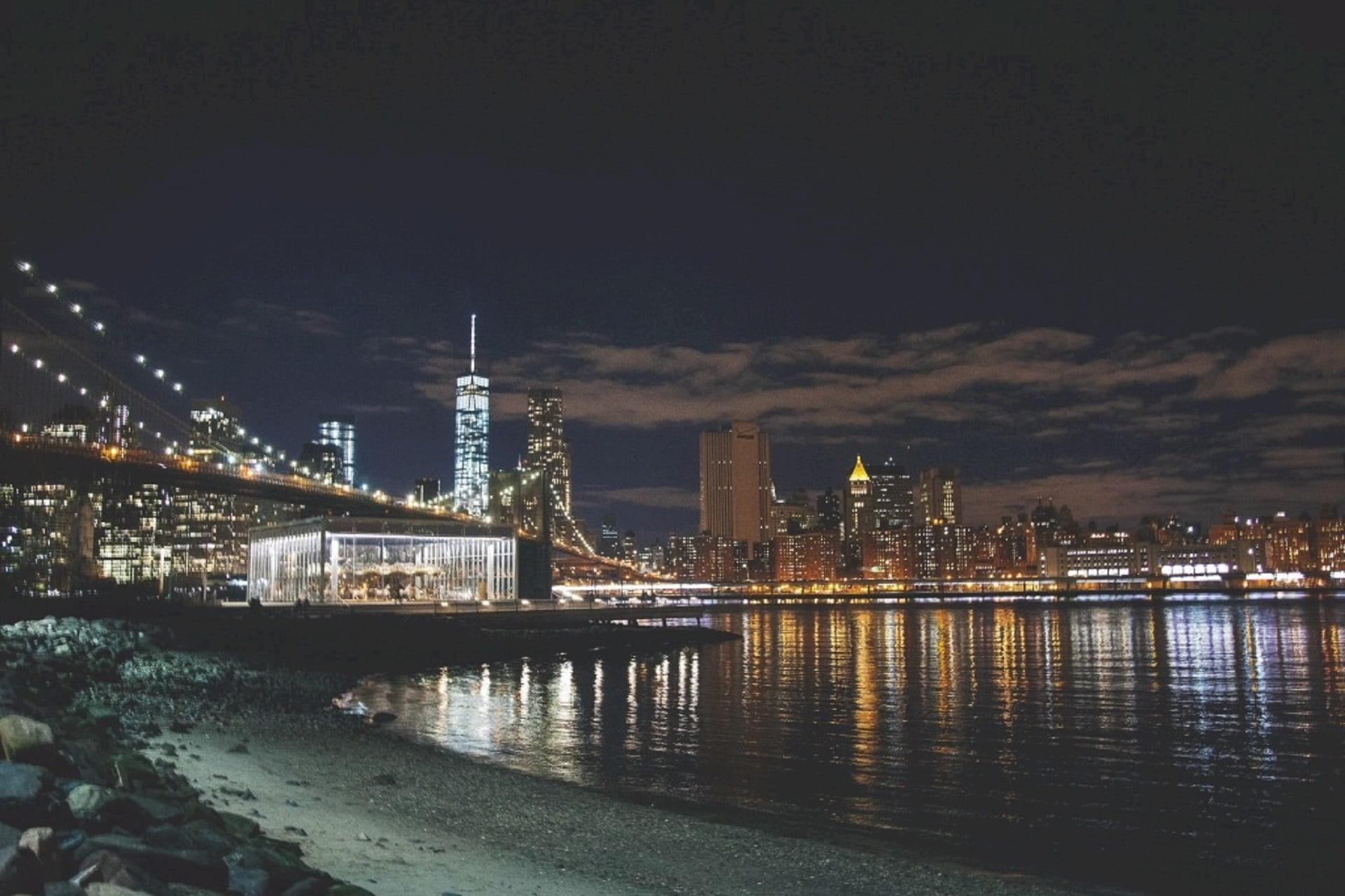 nyc, new york, urban, landmark, architecture, 1080P, skyscraper, bridge, usa, outdoors, no people, history, bank, office building exterior, sky, spire, HD Wallpaper