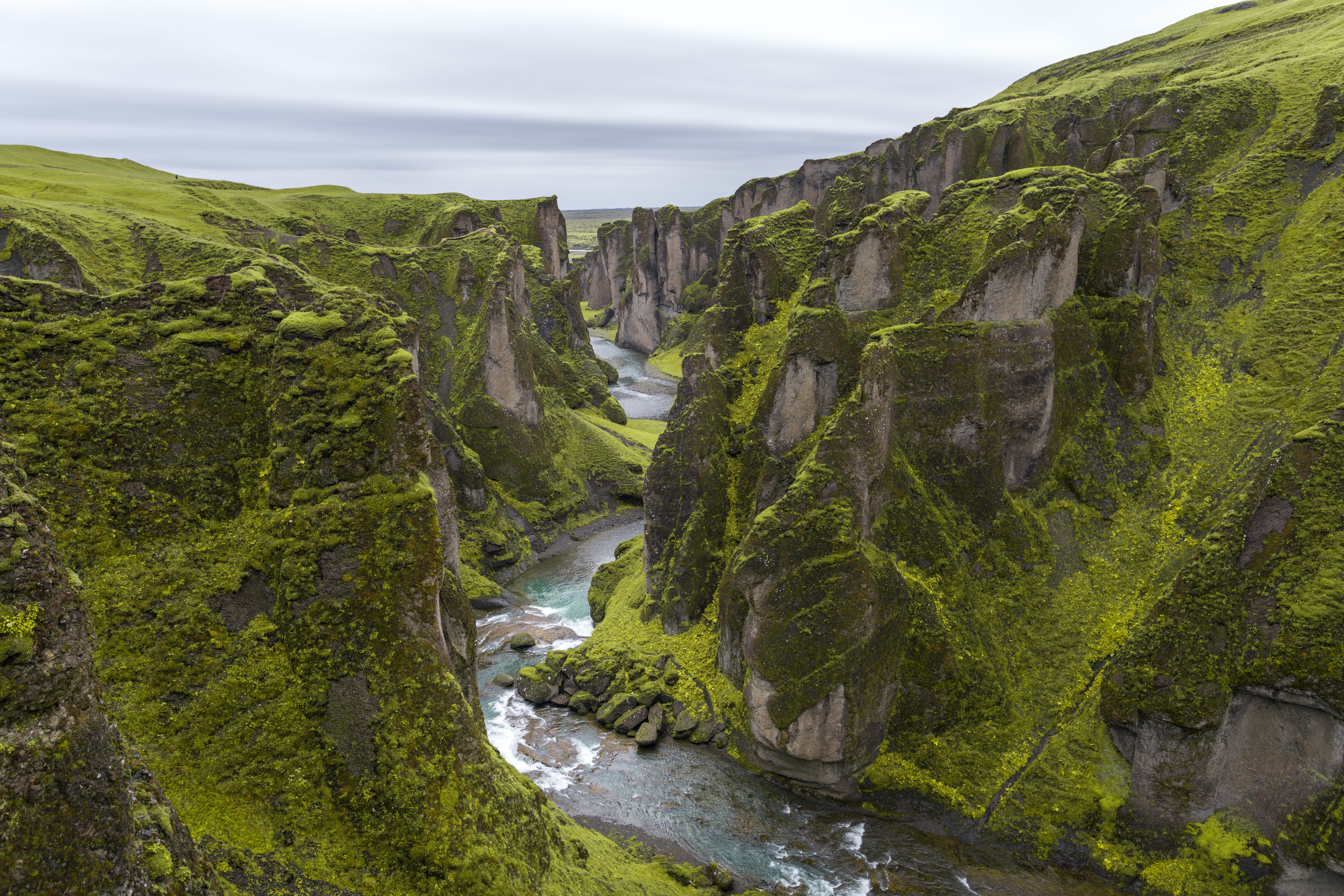 rock formation, cloud - sky, nature, plant, middle, non-urban scene, sky, solid, iceland, river, tranquility, rocky, mossy, land, water, cliff, a7r, environment, HD Wallpaper