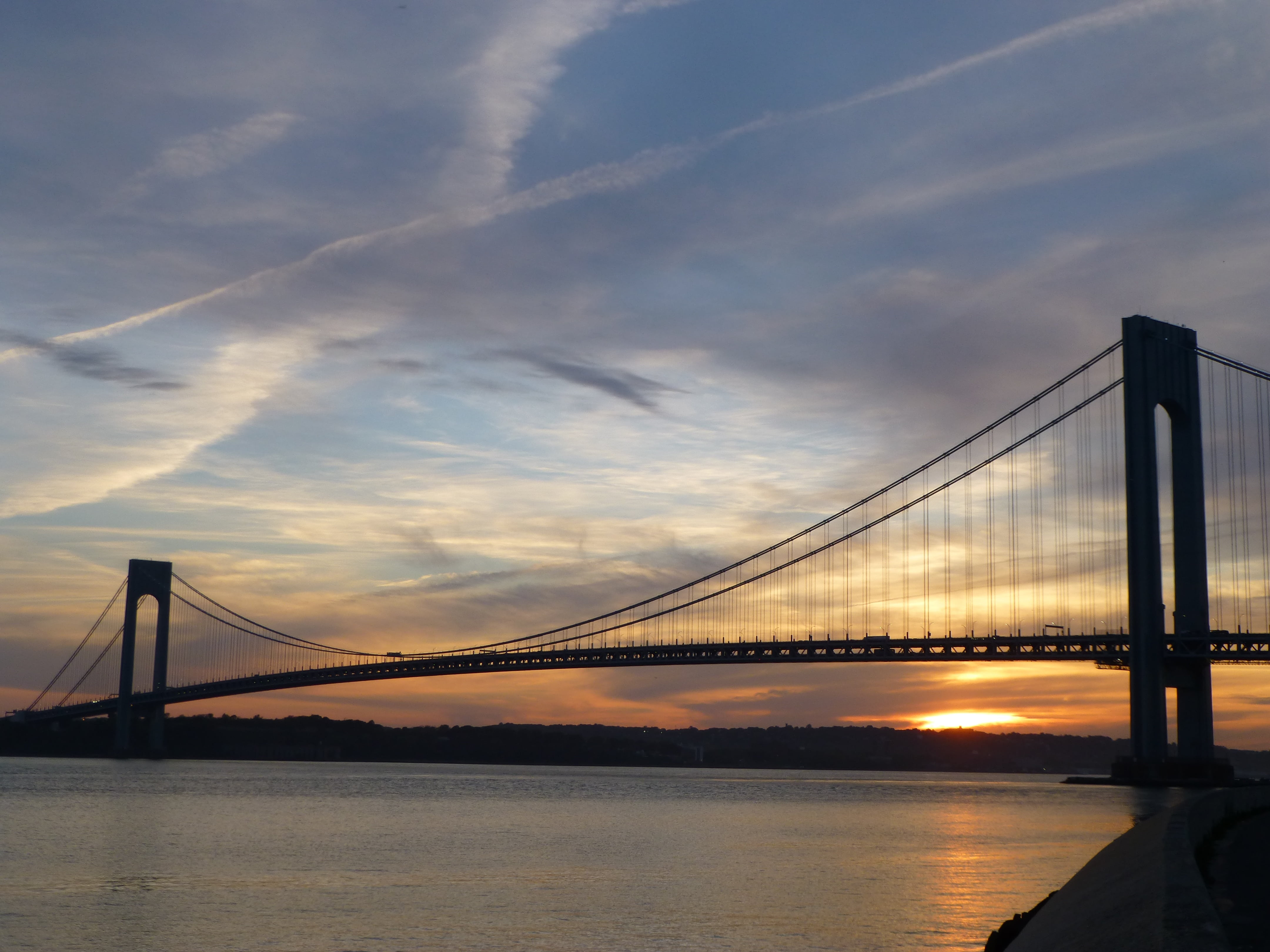 suspension bridge, bay, 4K, built structure, river, abendstimmung, city, bridge, new york, long, america, transportation, cloud - sky, manhattan, connection, HD Wallpaper