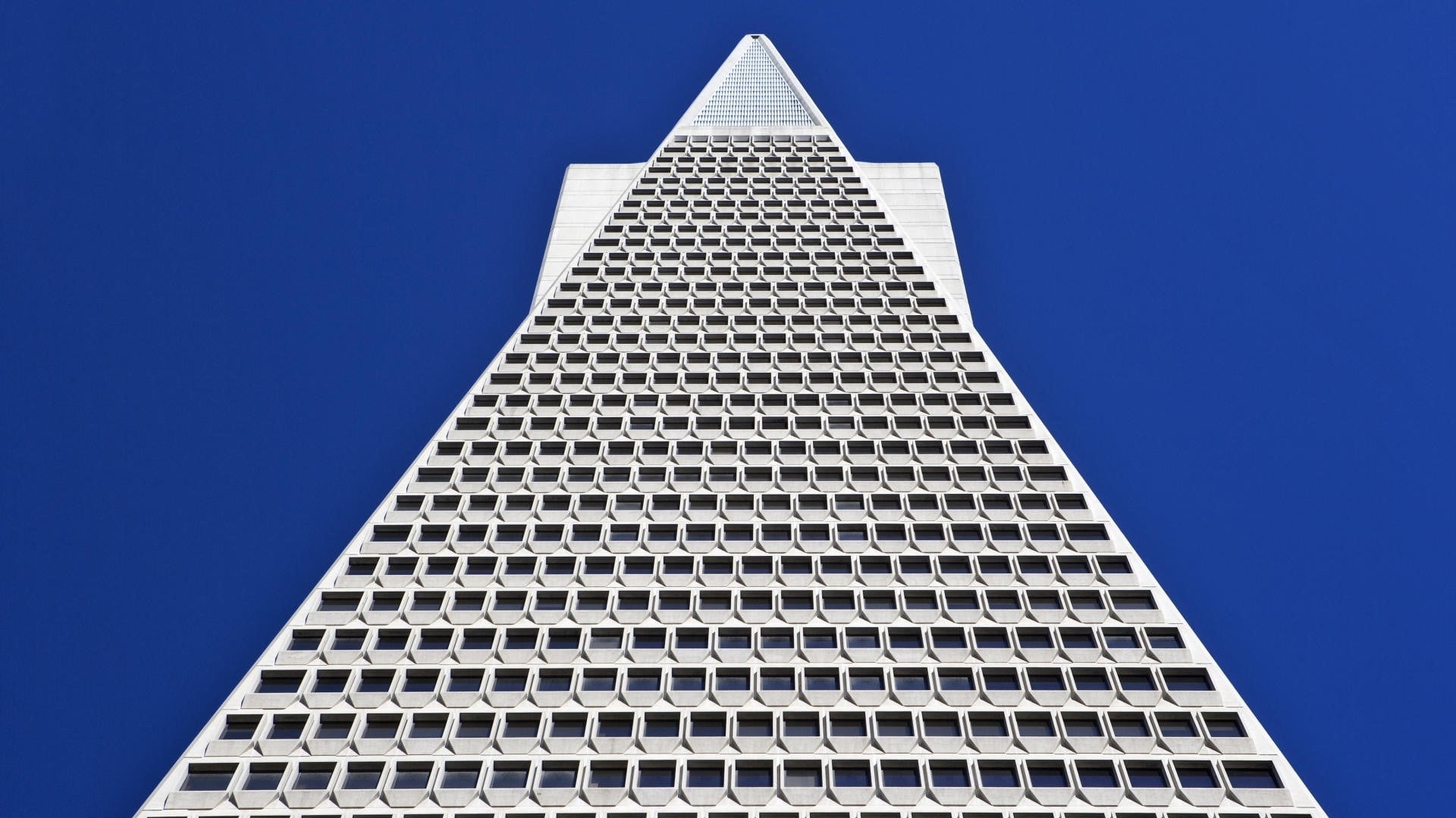 travel destinations, blue background, skyscraper, 1080P, pyramid shape, tall - high, angle, office building exterior, abstract, shape, low angle view, HD Wallpaper