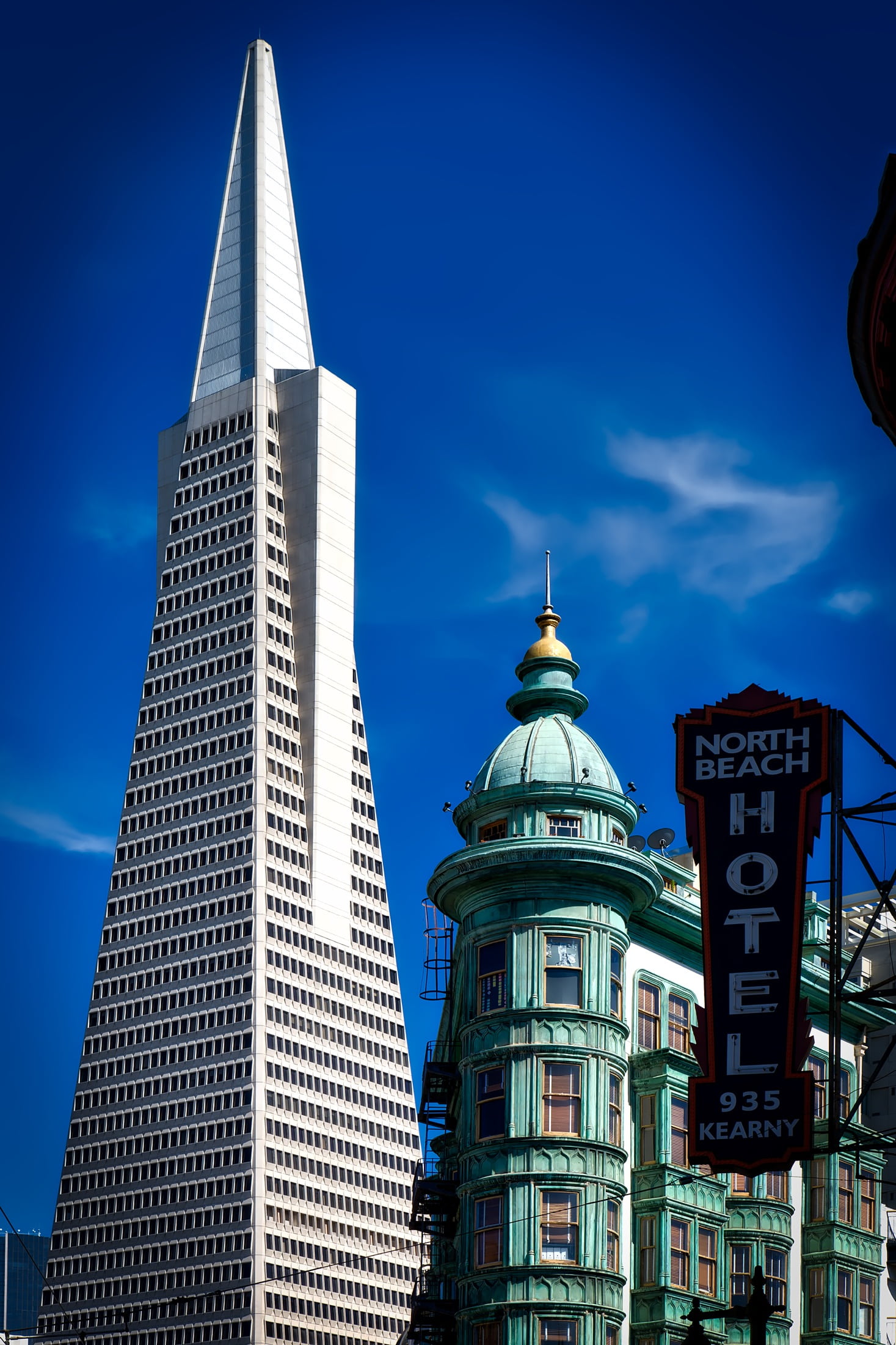 sky, spirituality, city, transamerica pyramid, skyline, cities, religion, blue, day, building exterior, urban, california, outdoor, hdr, building, tower, Phone HD Wallpaper
