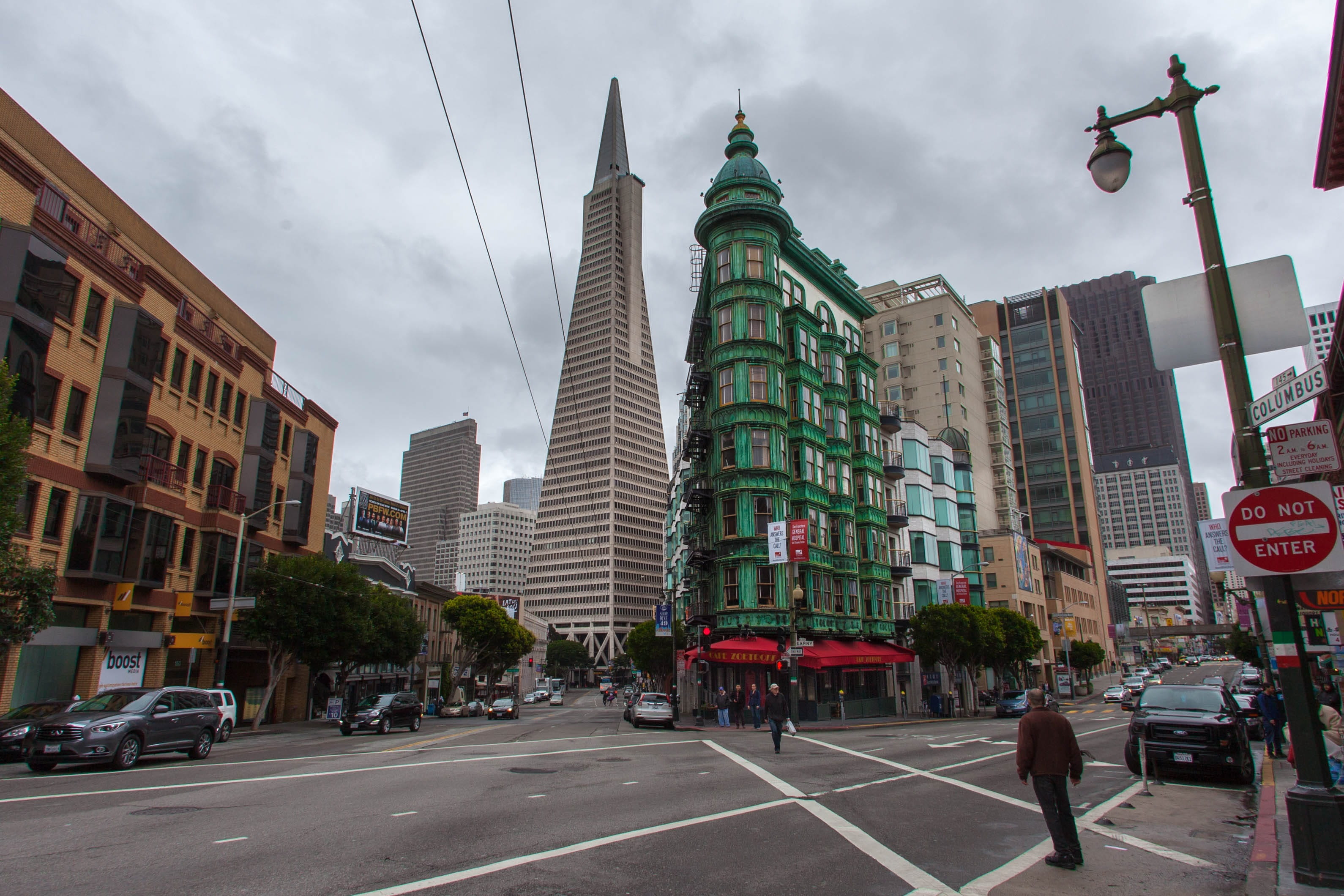 built structure, transamerica, financial, office building exterior, cloud - sky, motor vehicle, architecture, transportation, skyline, mode of transportation, HD Wallpaper