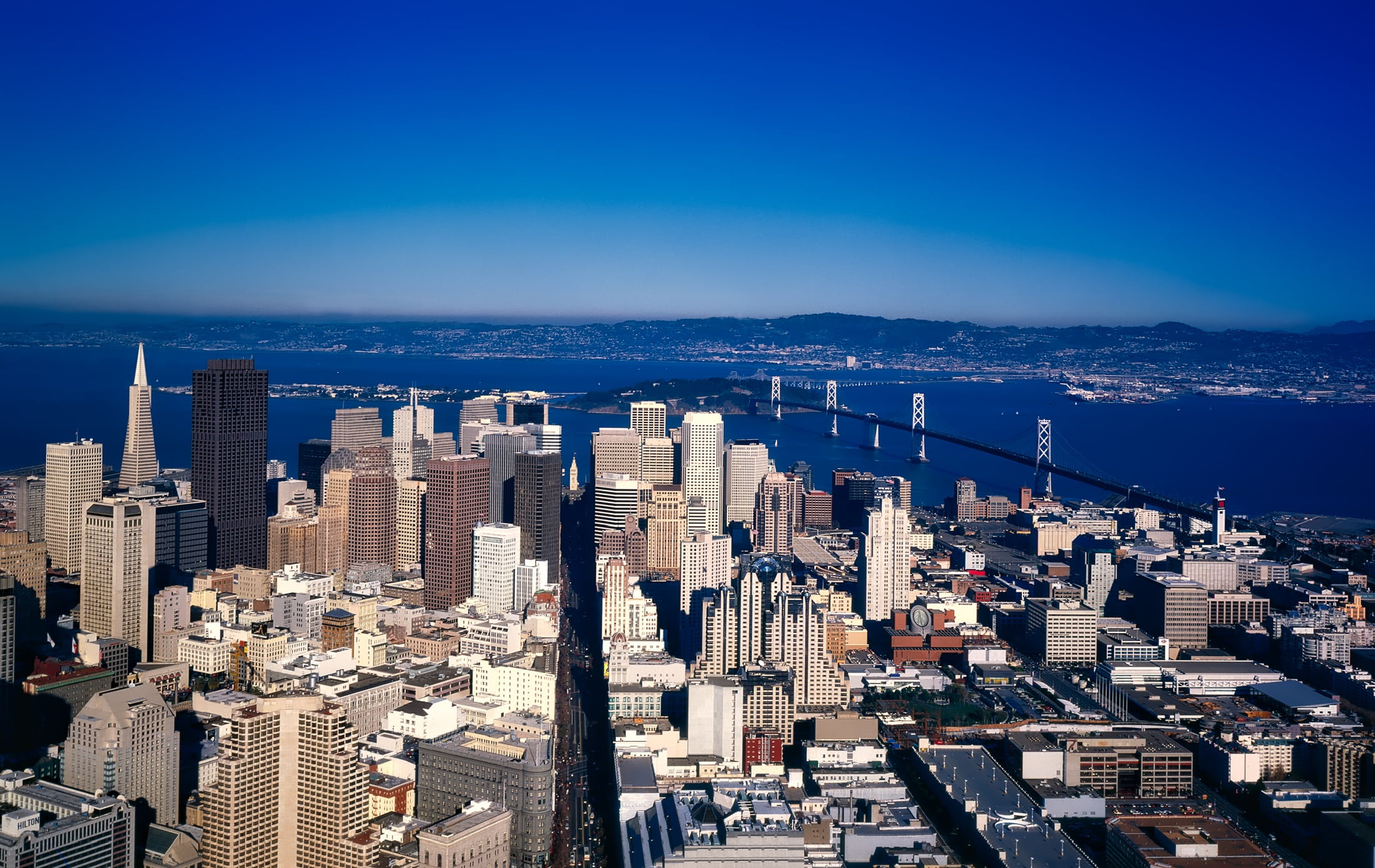 hdr, skyscrapers, residential district, transamerica pyramid, skyline, modern, downtown, photography, san francisco, buildings, building exterior, aerial view, HD Wallpaper