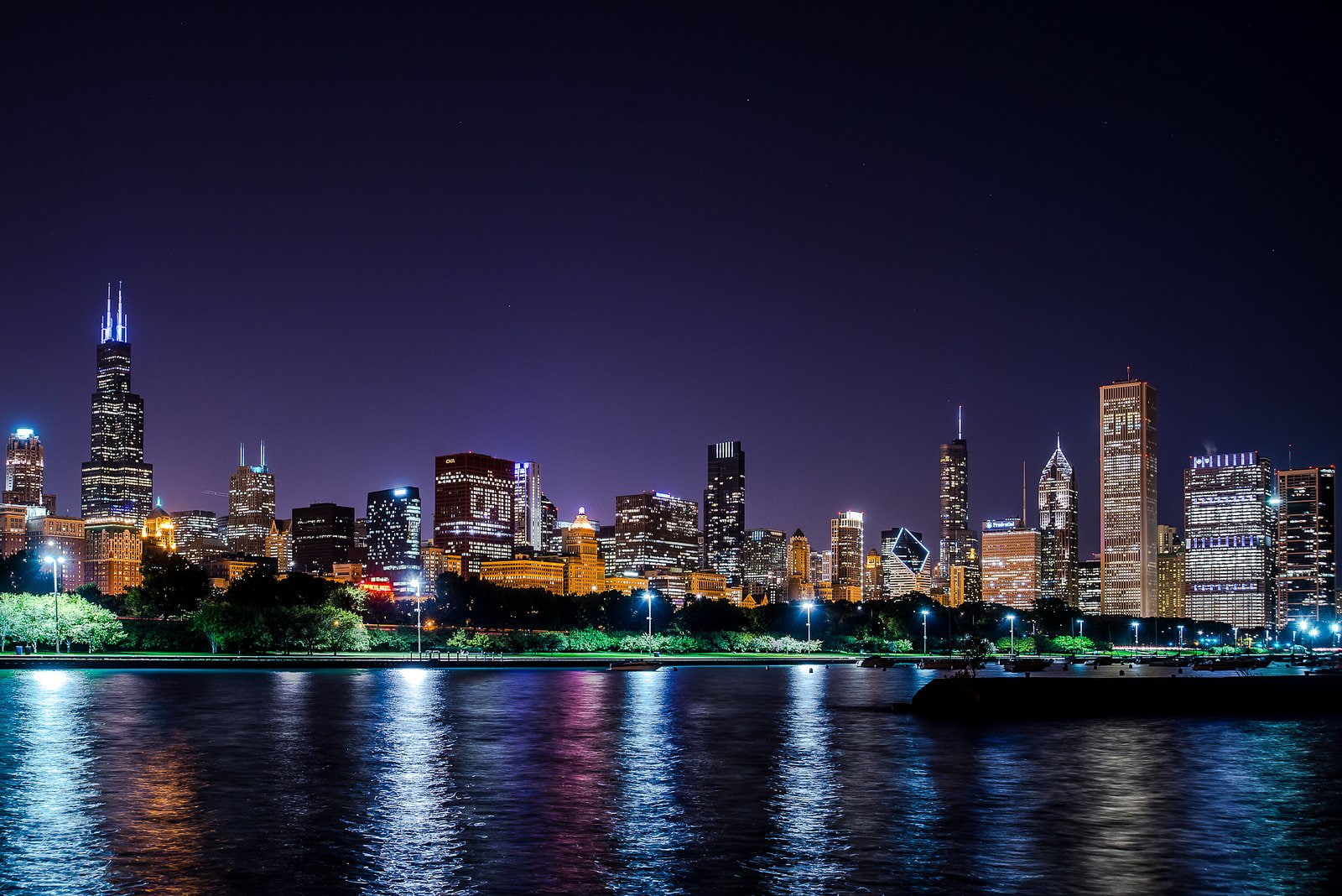 tower, usa, 720P, city, trump, night, francisco, skyline, bridges, chicago, comta, illinois, architecture, cities, mid ouest, HD Wallpaper