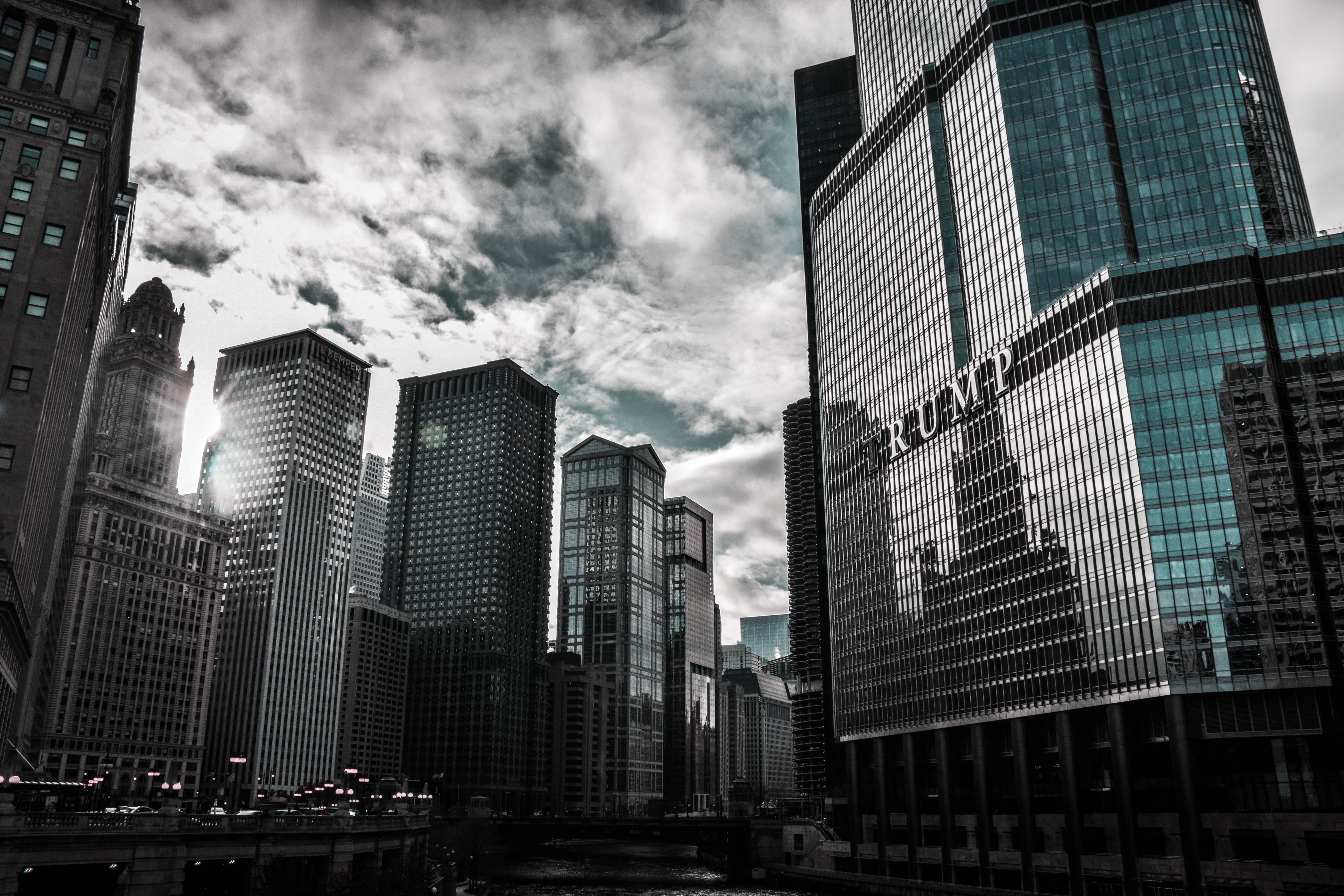 trump tower, nature, city, architecture, cityscape, sunset, city life, tall - high, street, built structure, clouds, downtown, urban, outdoors, reflection, HD Wallpaper