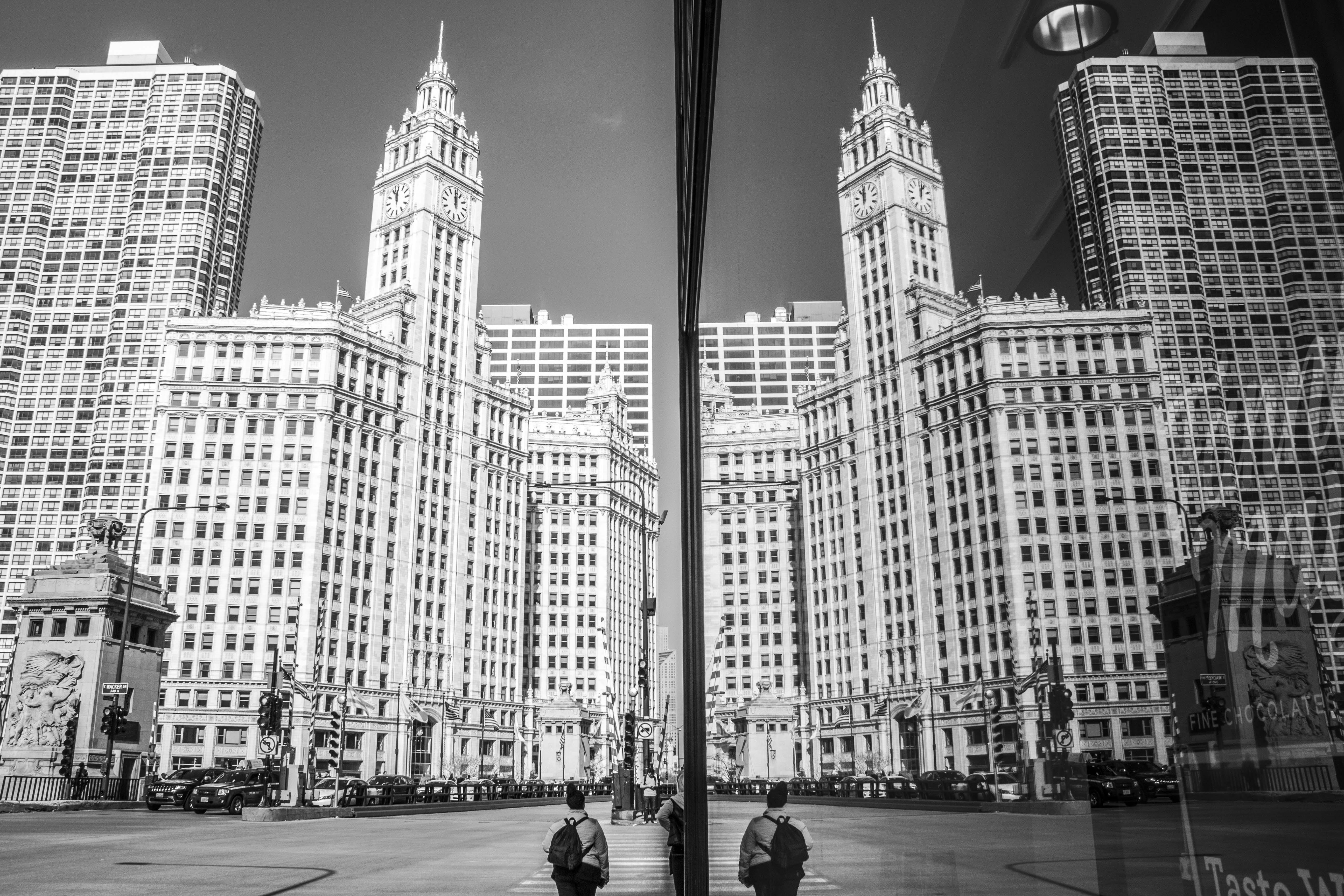 city life, united states, modern, cityscape, city street, office, 5K, financial district, spire, the wrigley building, building exterior, tall - high, HD Wallpaper