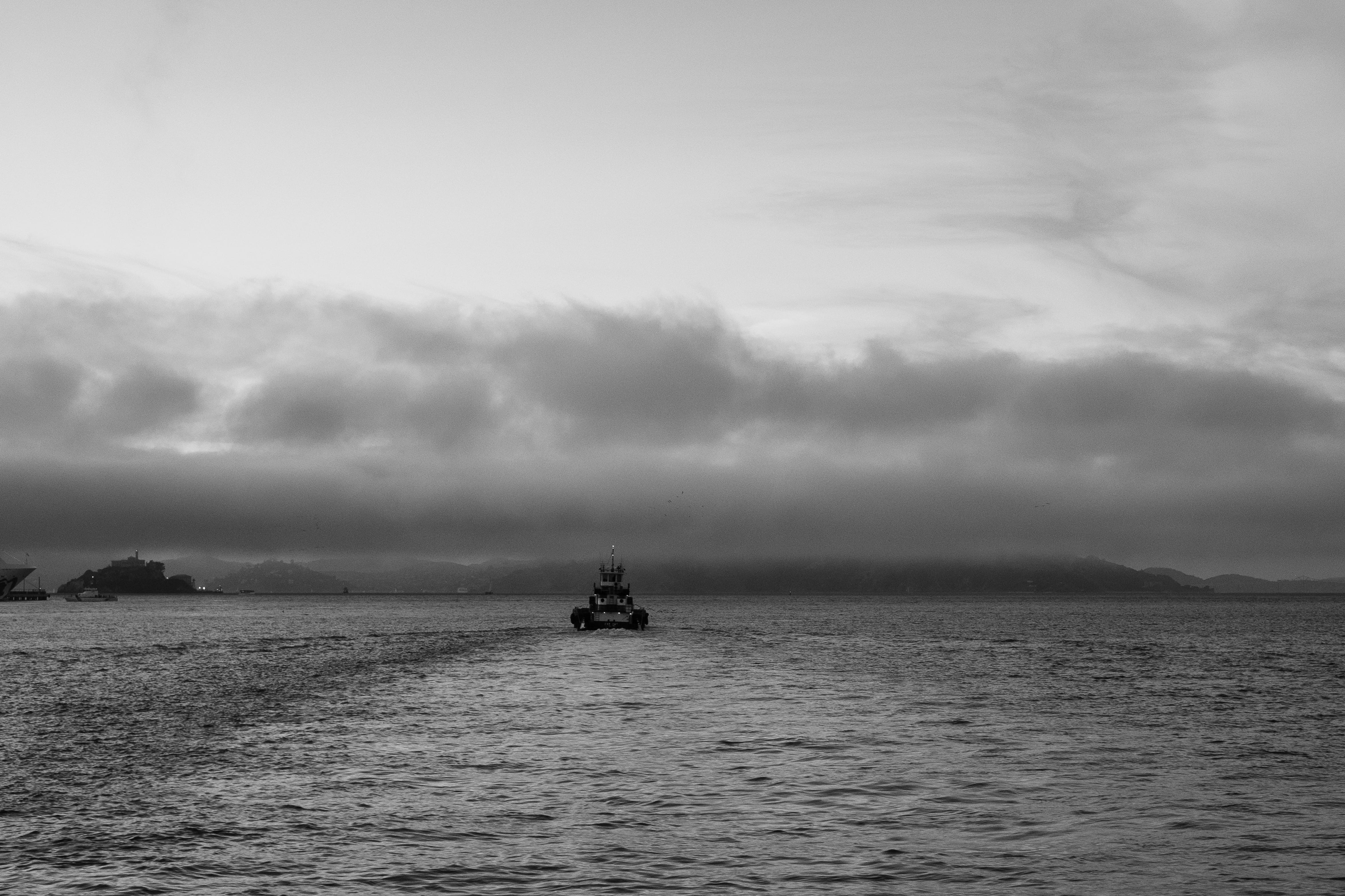 sky, cruiser, outdoors, transportation, navy, boat, ship, scenics - nature, united states, water, beauty in nature, travel, grayscale, watercraft, cloud - sky, HD Wallpaper