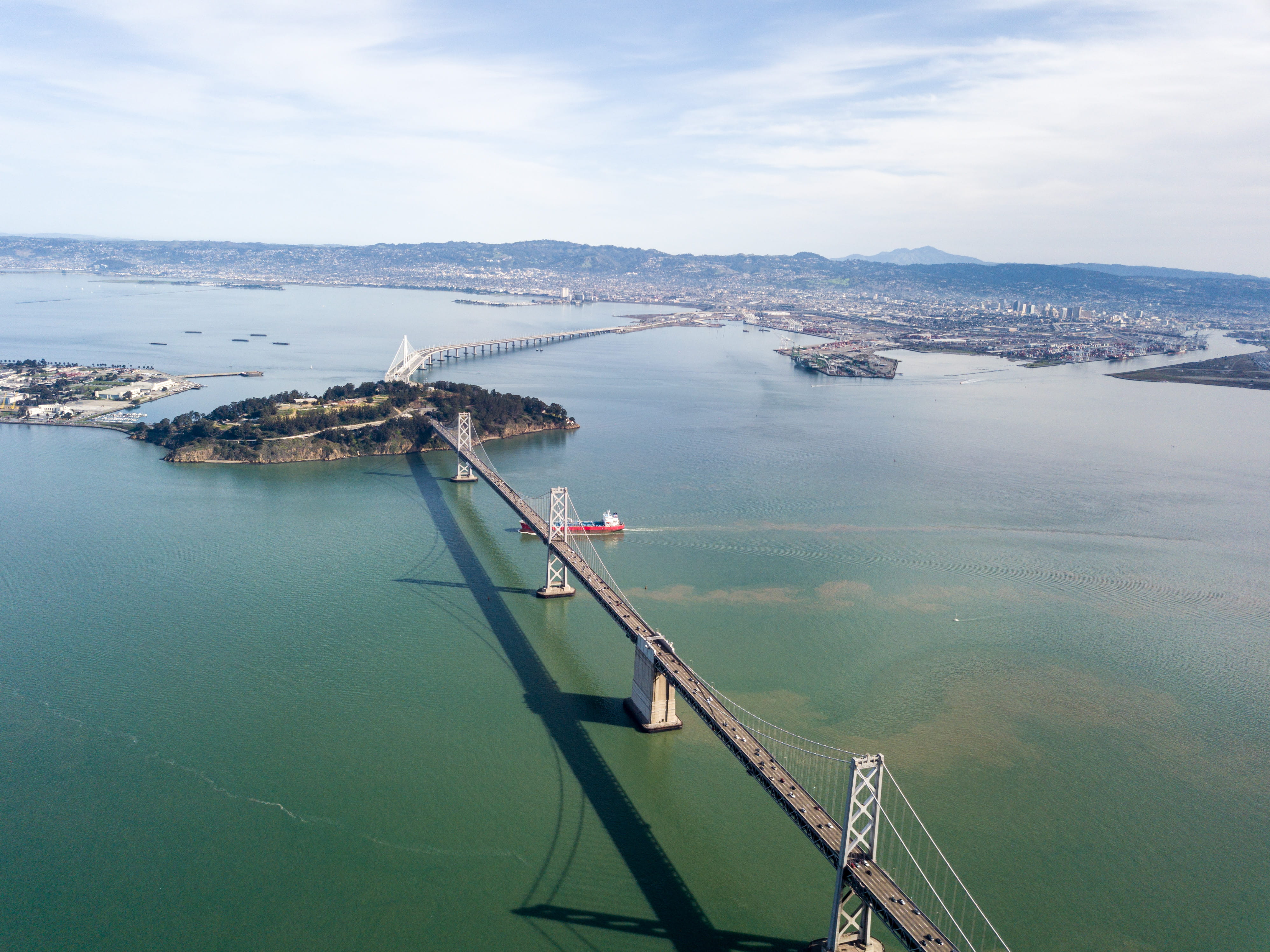 architecture, city, san francisco, oaklandbridge, scenics - nature, day, building exterior, sky, no people, ferry building, bridges, nature, built structure, HD Wallpaper