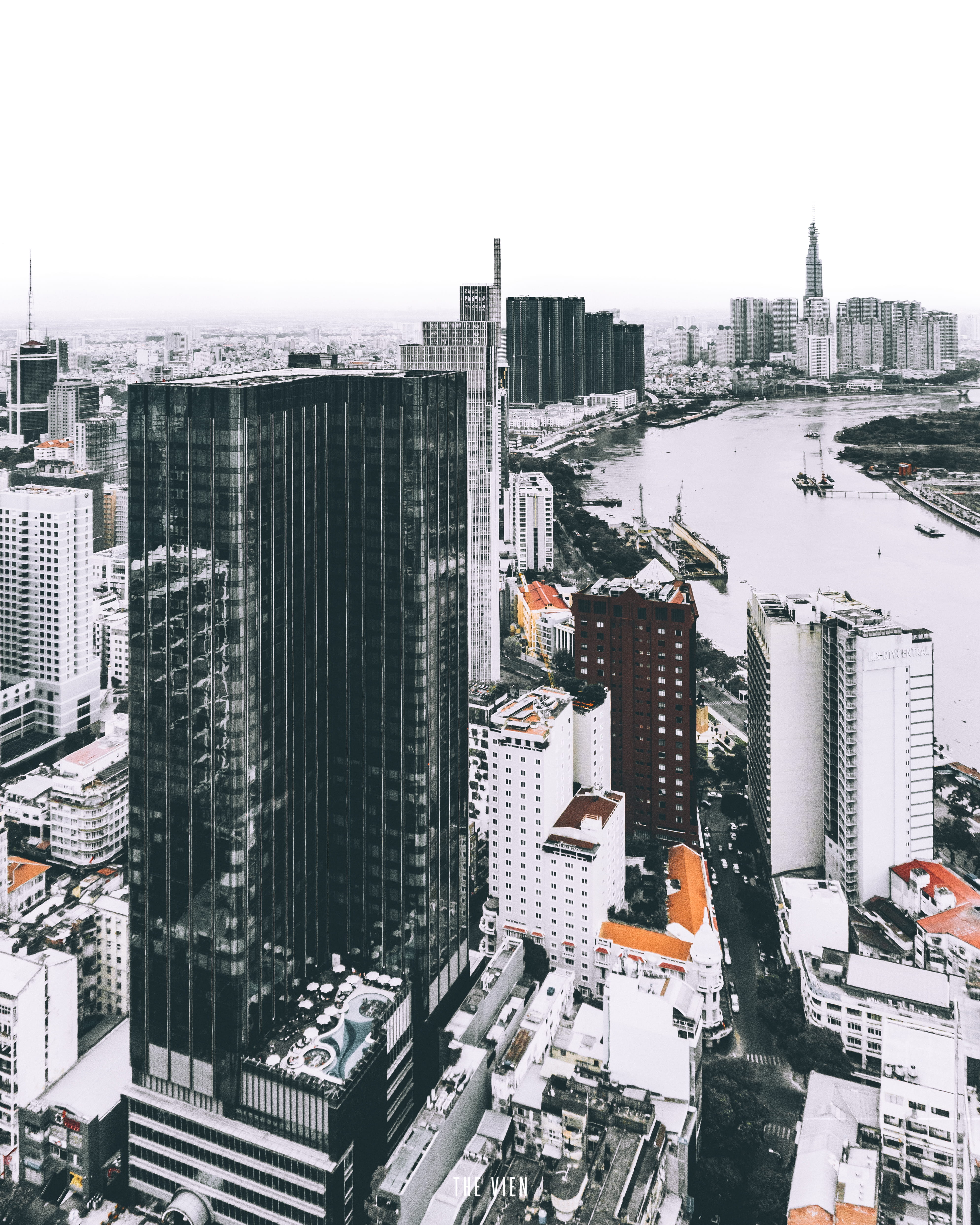 transportation, downtown, city center, skyscrapers, daytime, built structure, towers, architecture, daylight, building exterior, sight, ho chi minh city, Phone HD Wallpaper