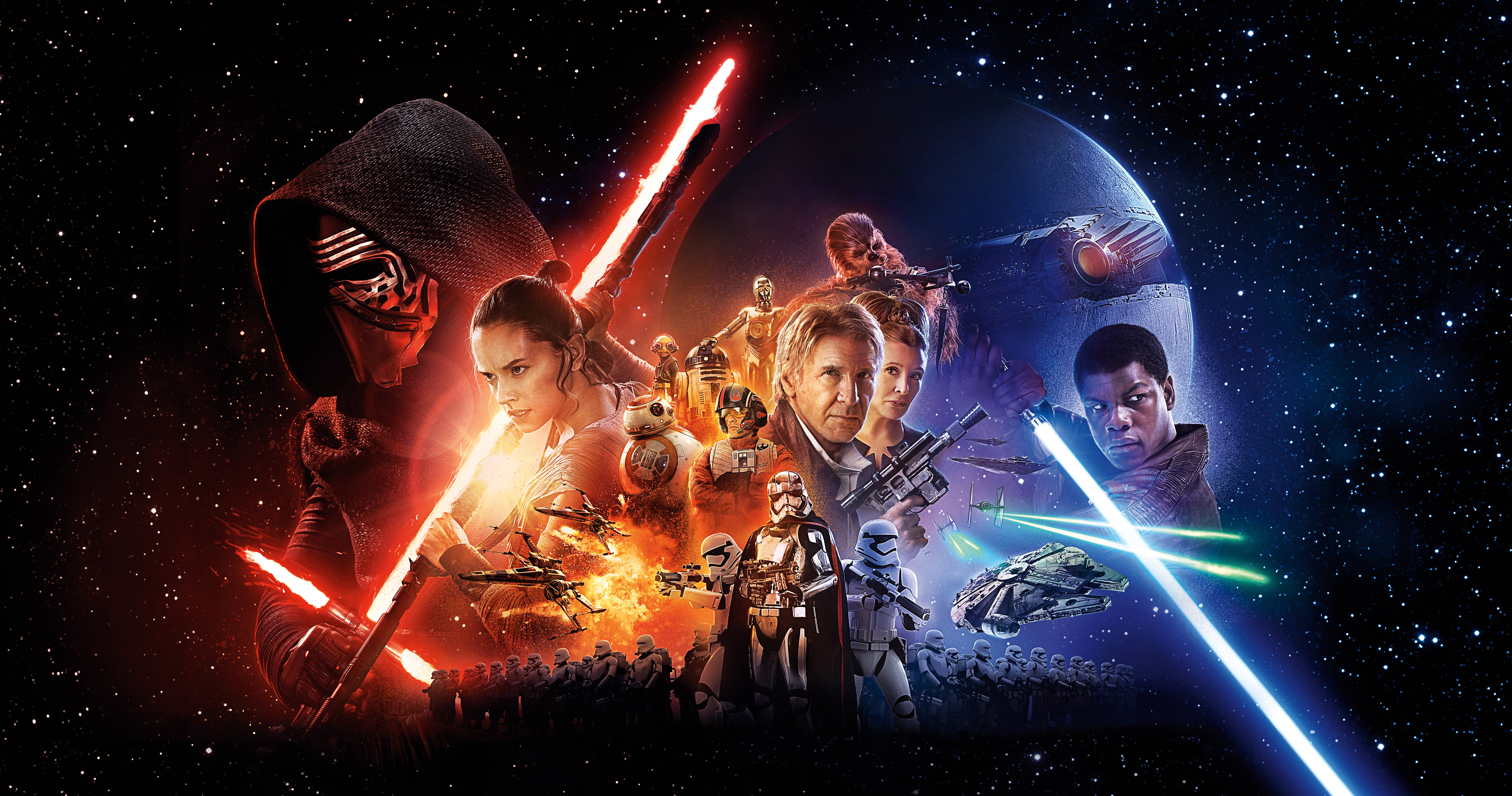 8K, Episode VII, 4K, poster, 2016 Movies, The Force Awakens, 8K, wars, Star Wars, star, HD Wallpaper