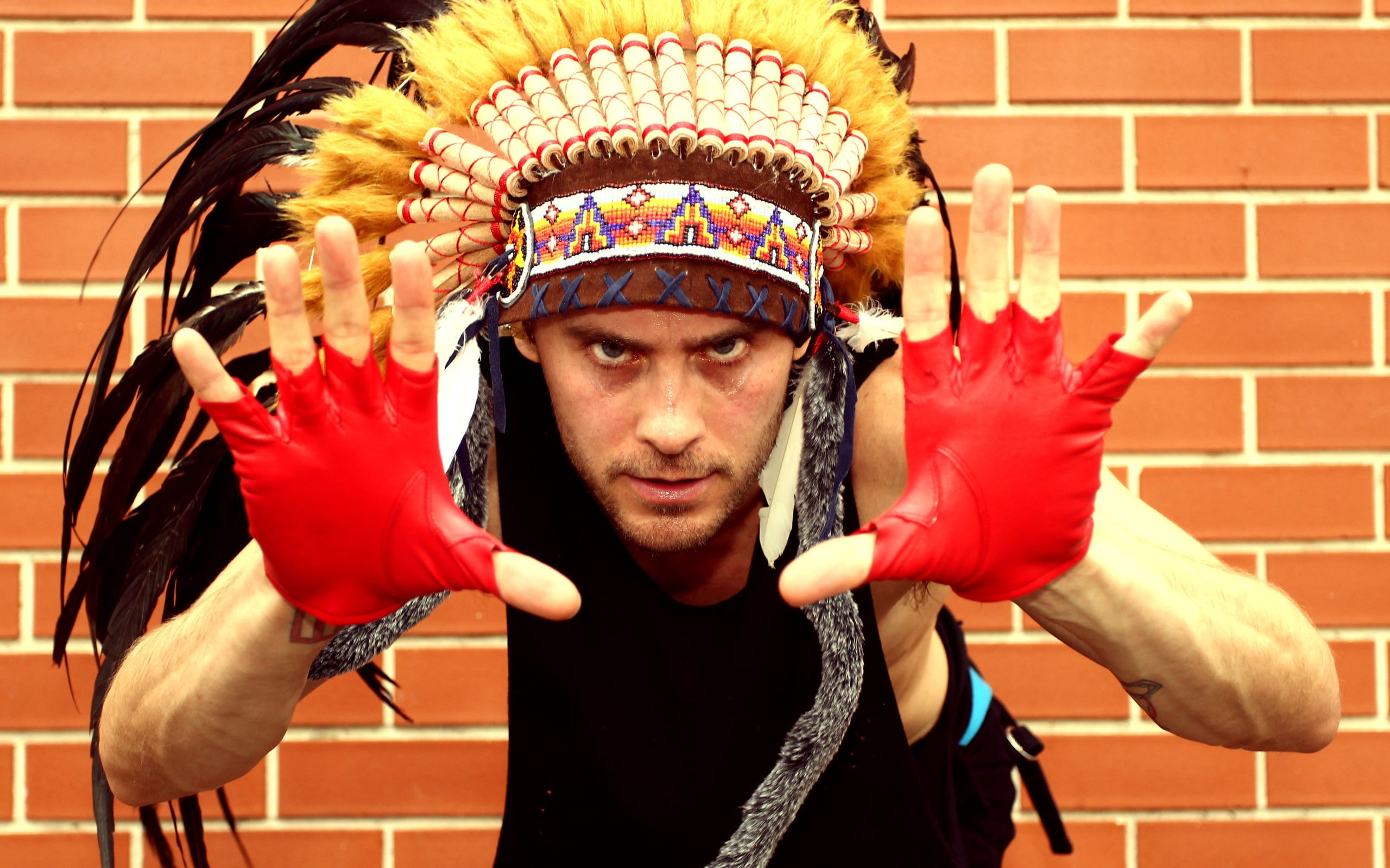 man, music, leto, red, male, jared, look, 2K, gloves, HD Wallpaper