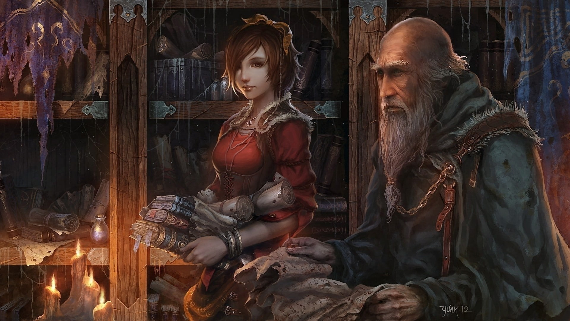 video games, Diablo III, fantasy girl, 1080P, Diablo, Deckard Cain, HD Wallpaper