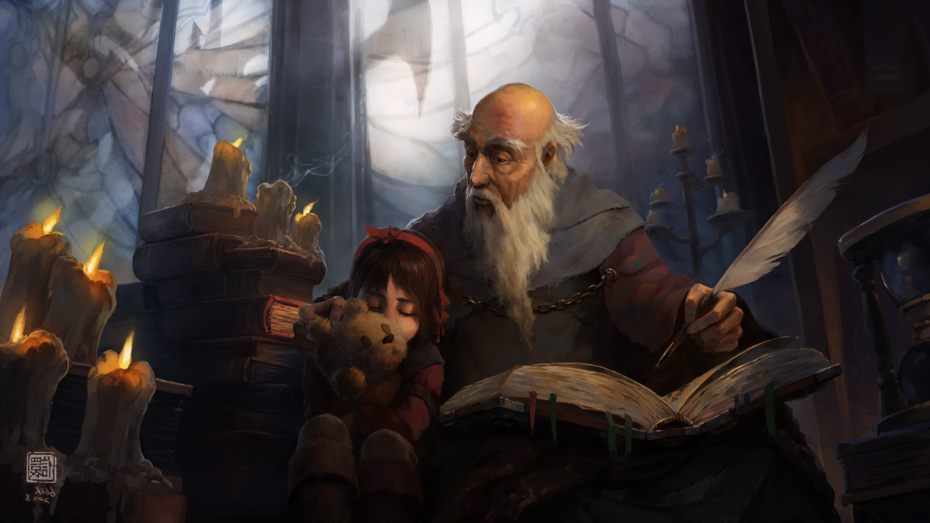 illustration, Leah, 2K, fantasy Art, Deckard Cain, Diablo, HD Wallpaper