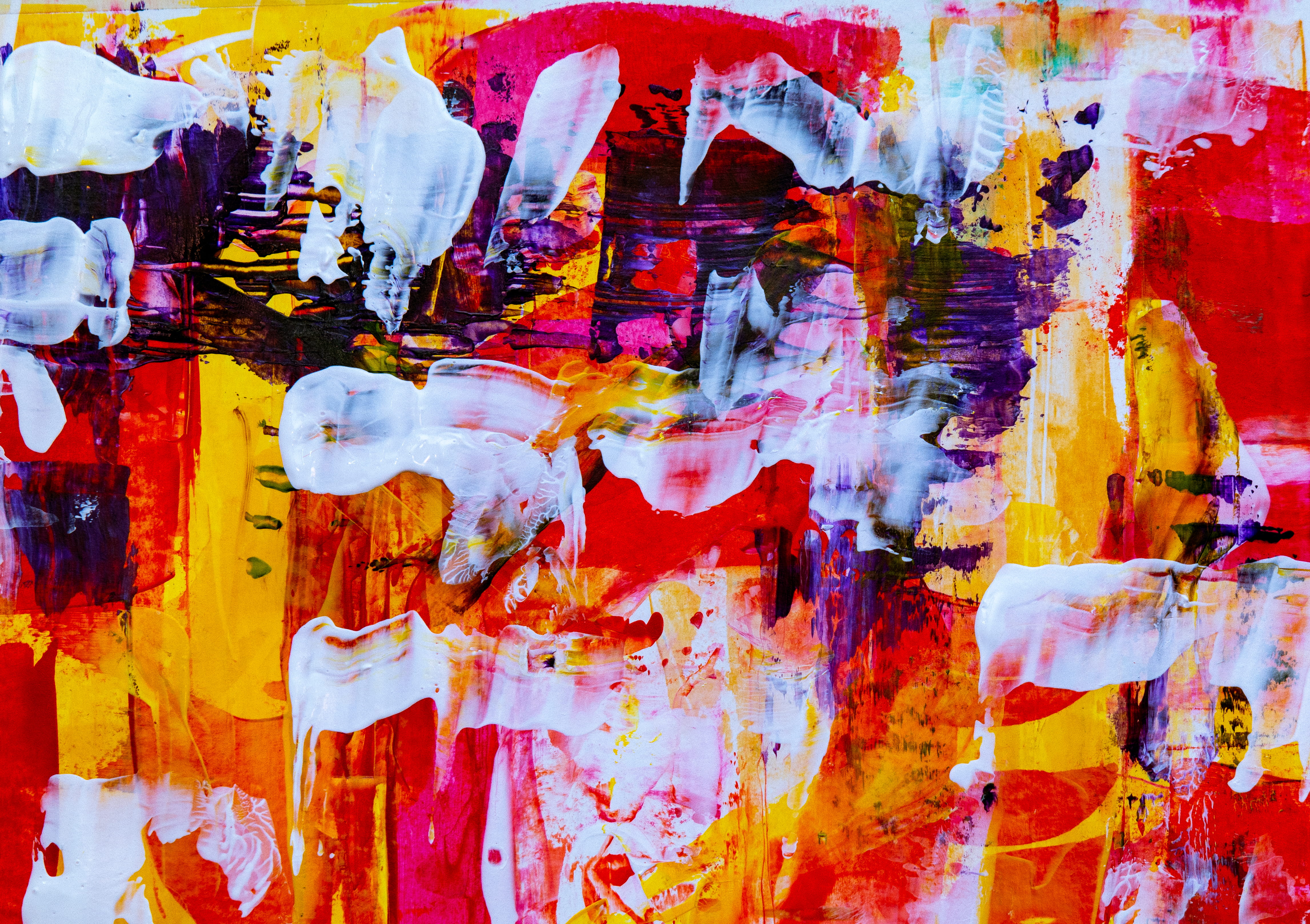 abstract, close-up, modern art, art and craft equipment, artistic, textured effect, texture, messy, pattern, chaos, art, acrylic painting, vibrant, 4K, HD Wallpaper