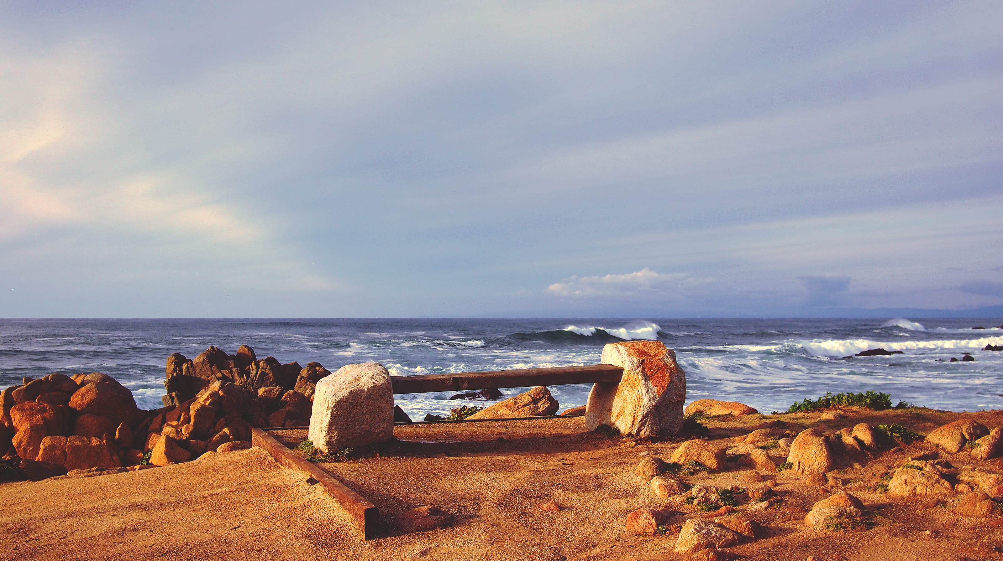 day, horizon over water, sand, water, cloud - sky, scenics, 2K, seashore, rock - Object, landscape, horizon, scenics - nature, blue, outdoors, formations, HD Wallpaper