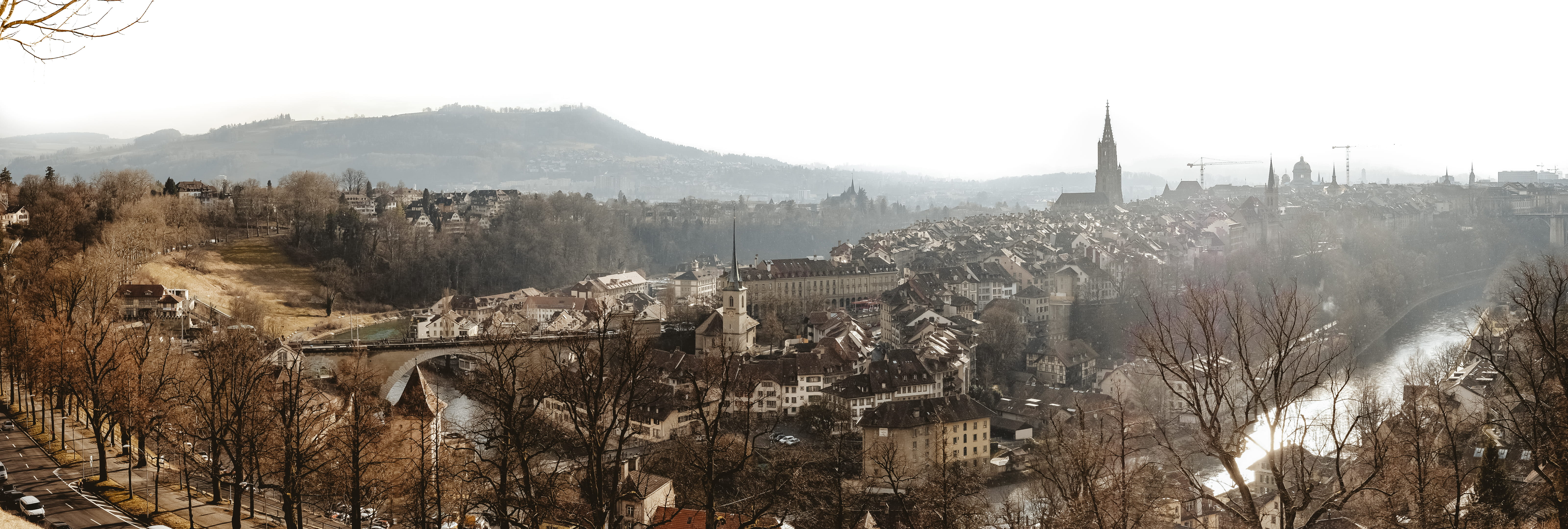 capitol, nature, fog, history, aare, ancient, unesco, switzerland, outdoors, münster, 5K, cityscape, building exterior, travel destinations, environment, HD Wallpaper