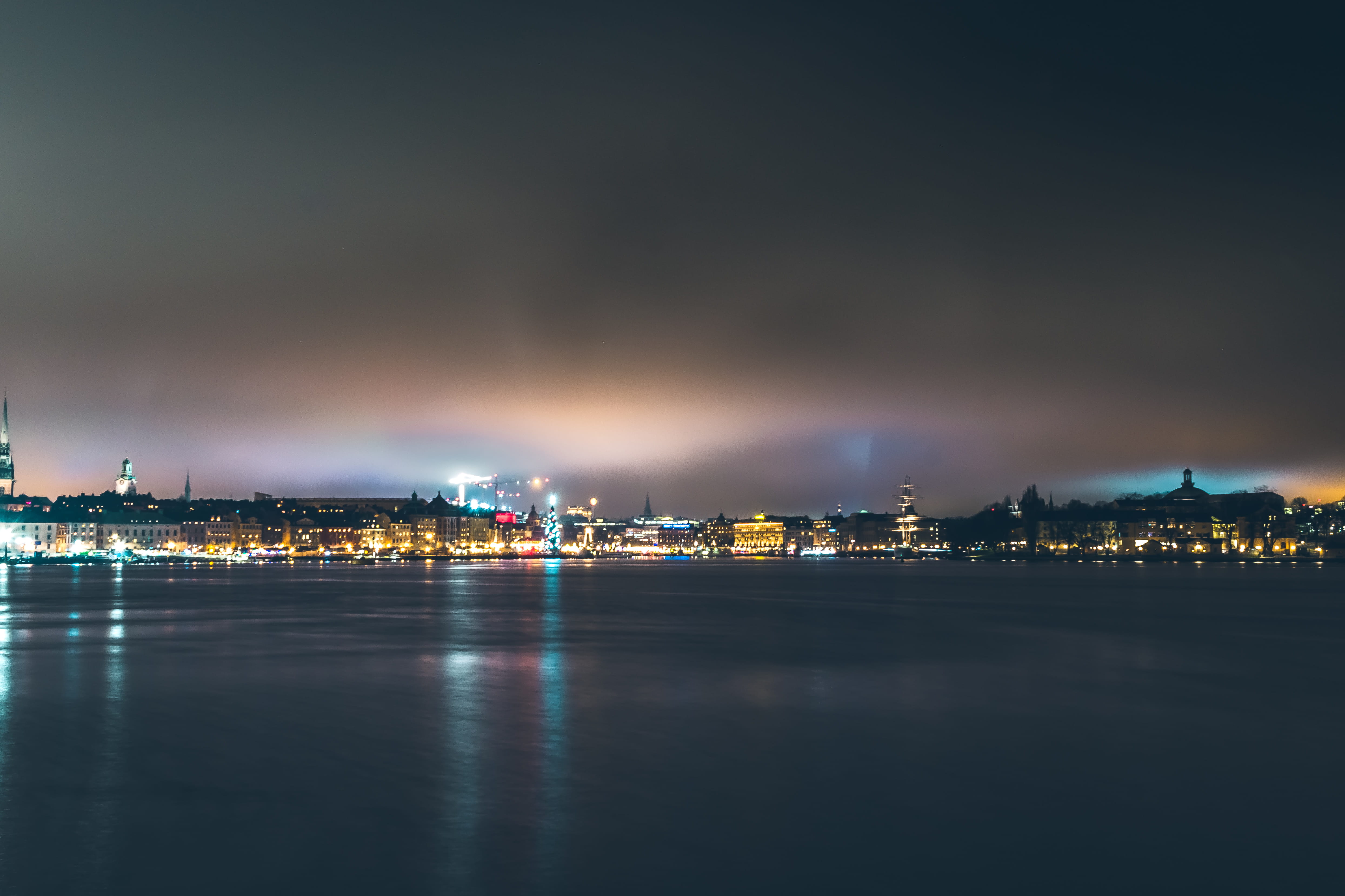 building, body, reflection, illuminated, time, town, metropolis, urban skyline, landscape, cityscape, coast, slussen, outdoors, nature, urban, no people, HD Wallpaper