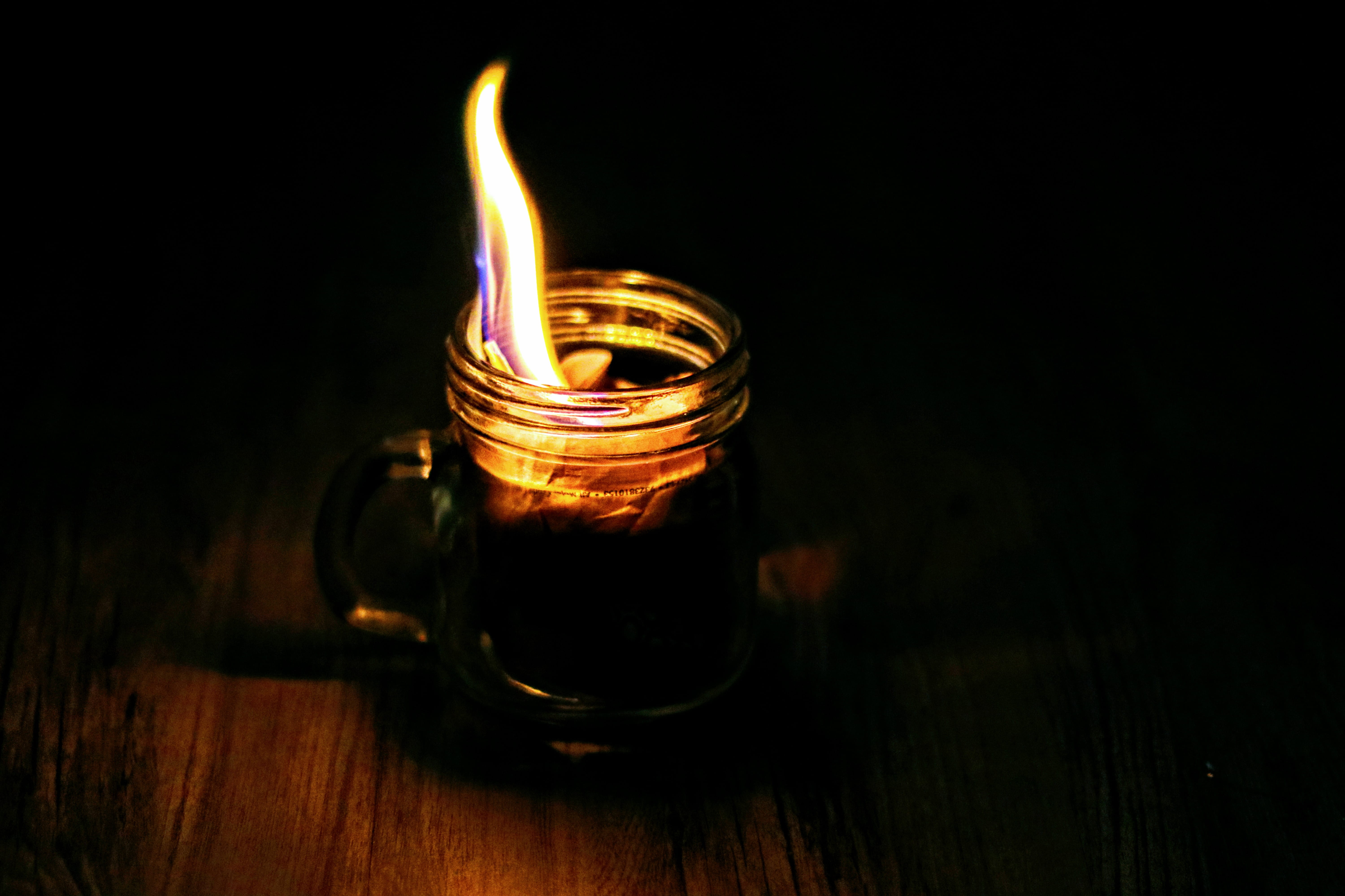 heat - temperature, glass, tea light, nature, dark, mustard, lighting equipment, beer, oil lamp, coffee cup, peel, illuminated, food, diwali, 5K, fire - natural phenomenon, HD Wallpaper