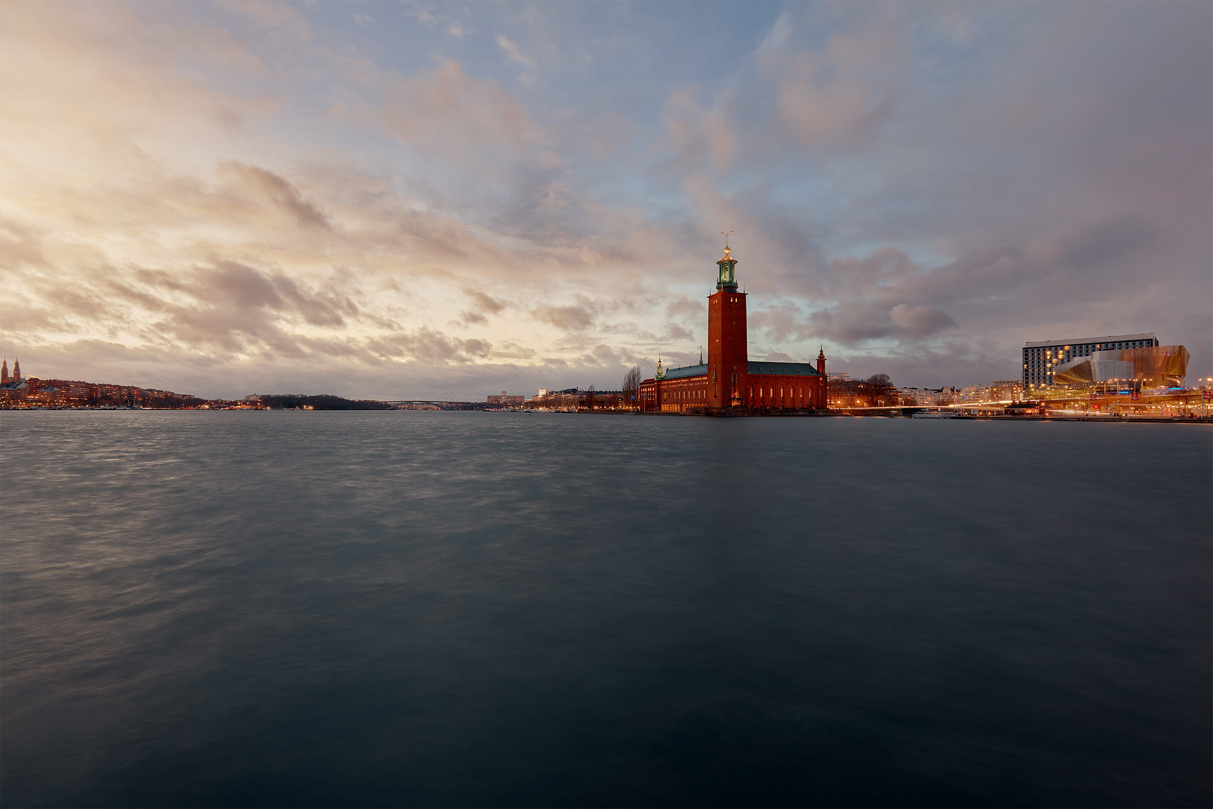 architecture, kungsholman, stockholm, no people, cloud - sky, tourism, water, outdoors, sky, sunset, lighthouse, tre kronor, cloudscape, stockholms stadshu, HD Wallpaper