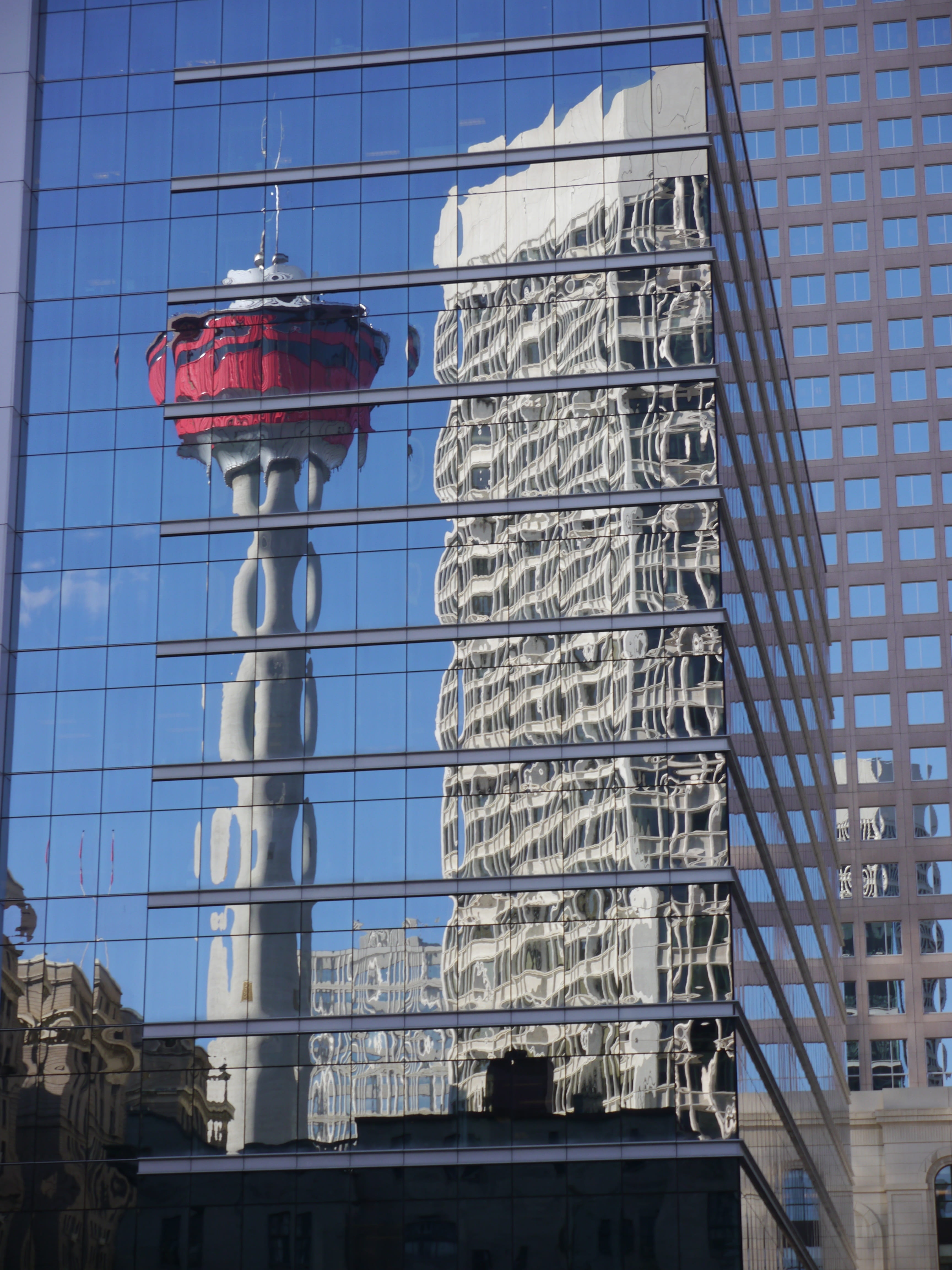building, tower, glass - material, calgary, office building exterior, built structure, sky, tall - high, city, building exterior, travel destinations, communication, Phone HD Wallpaper