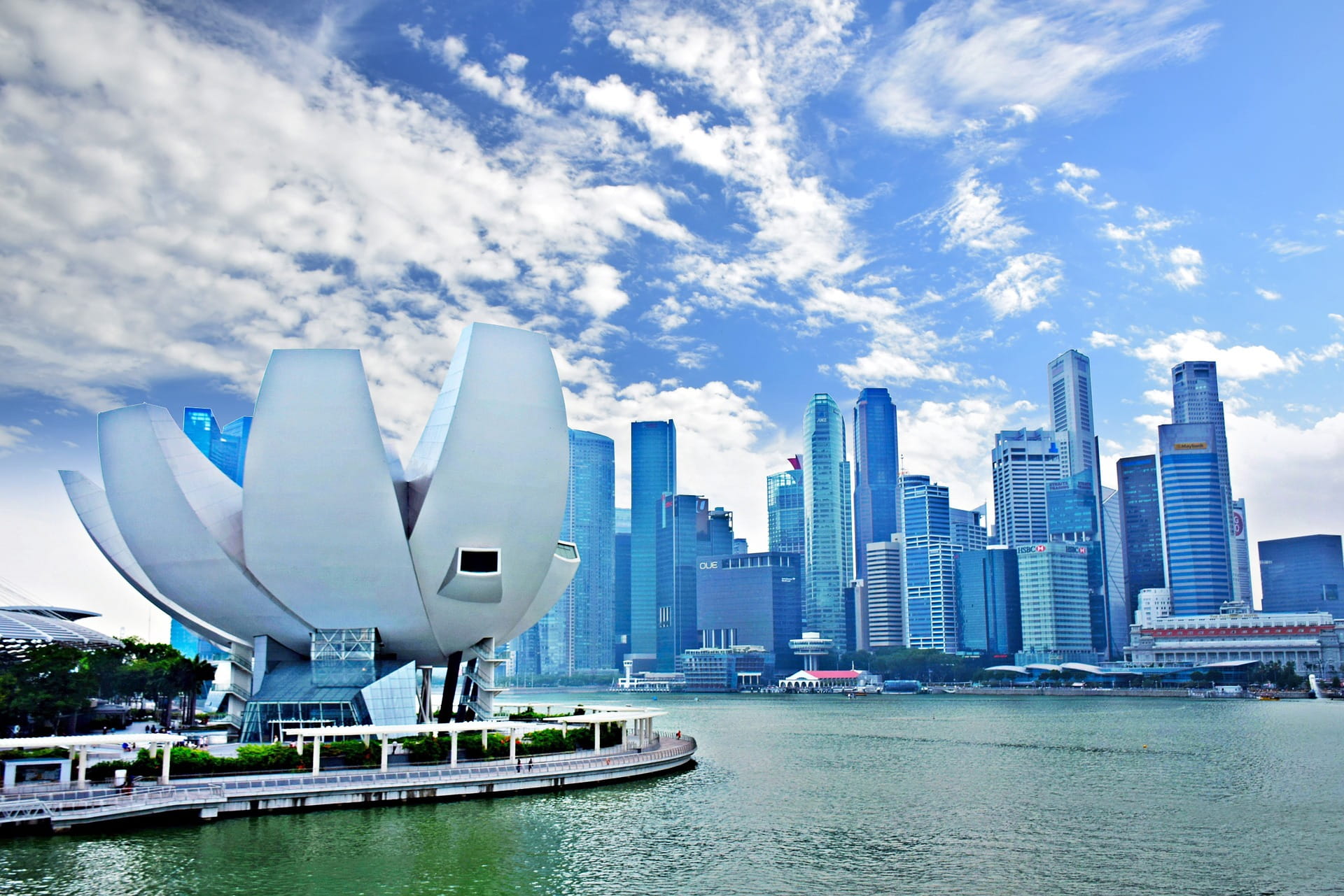 built Structure, no people, cloud - sky, bay, transportation, sky, office building exterior, cityscape, downtown District, architecture, singapore, skyscraper, HD Wallpaper