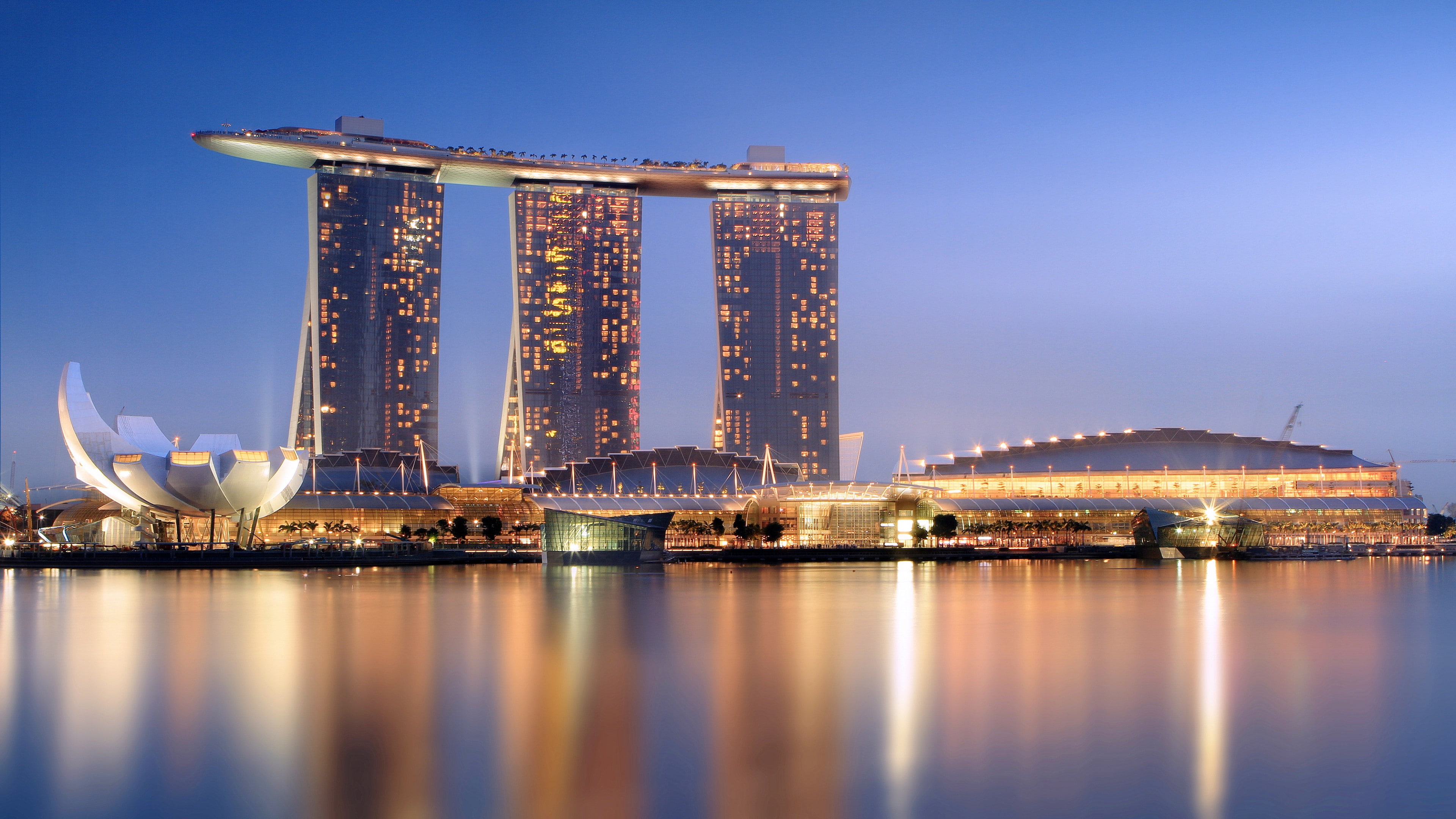 hotel, casino, 4K, travel, booking, Singapore, pool, Marina Bay Sands, HD Wallpaper